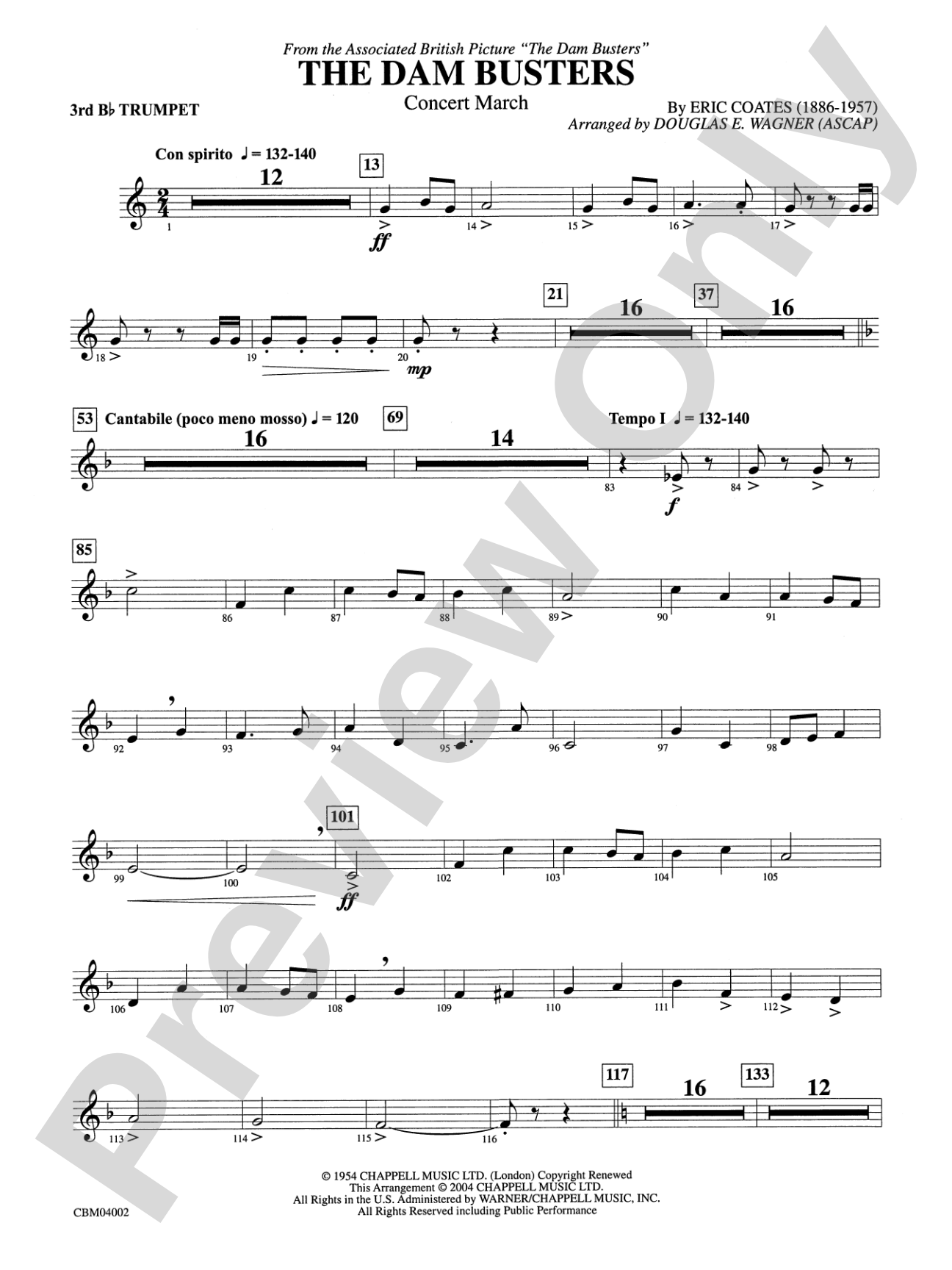 The Dam Busters Concert March: 3rd B-flat Trumpet