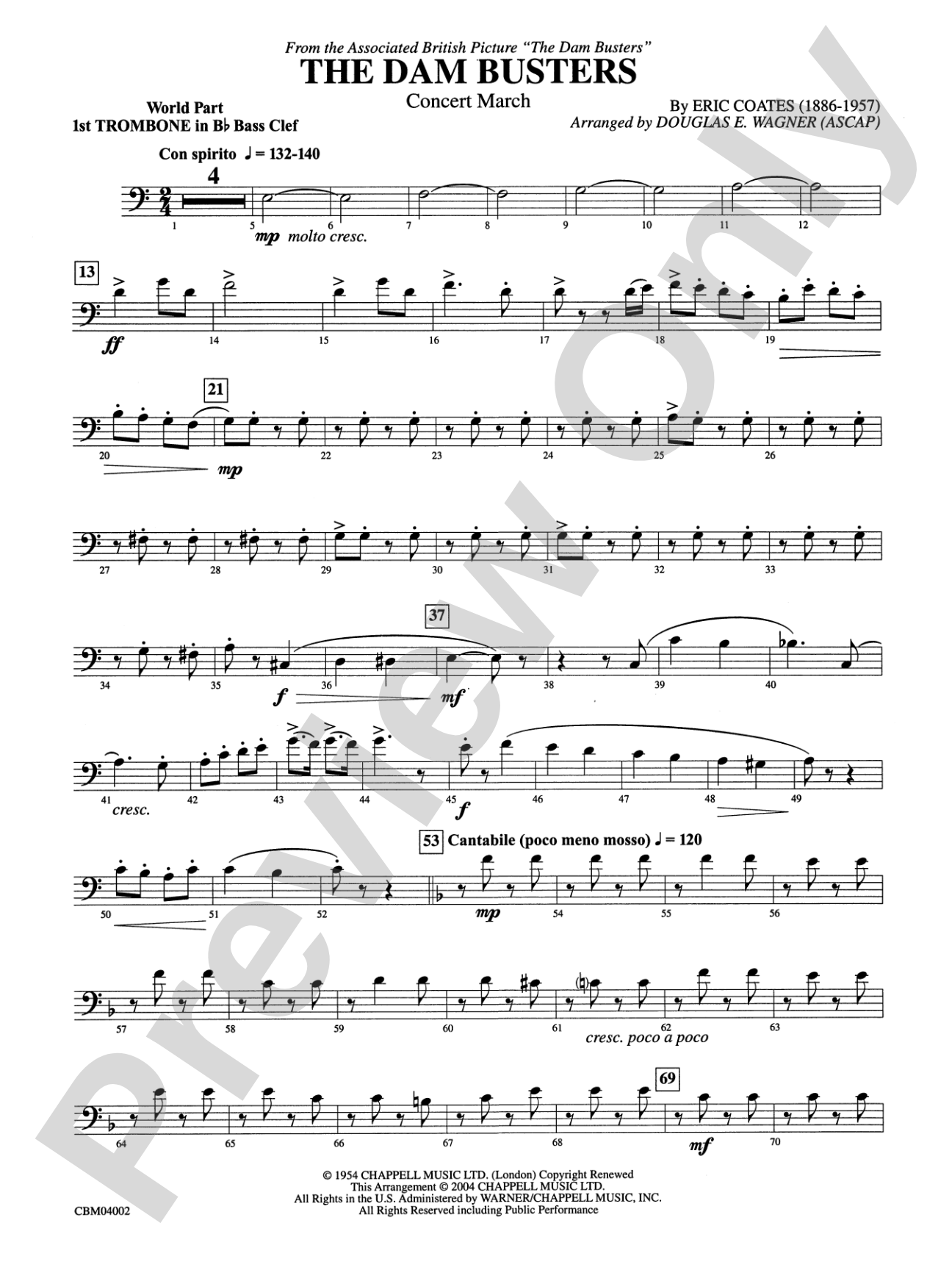 The Dam Busters Concert March: WP 1st B-flat Trombone B.C.