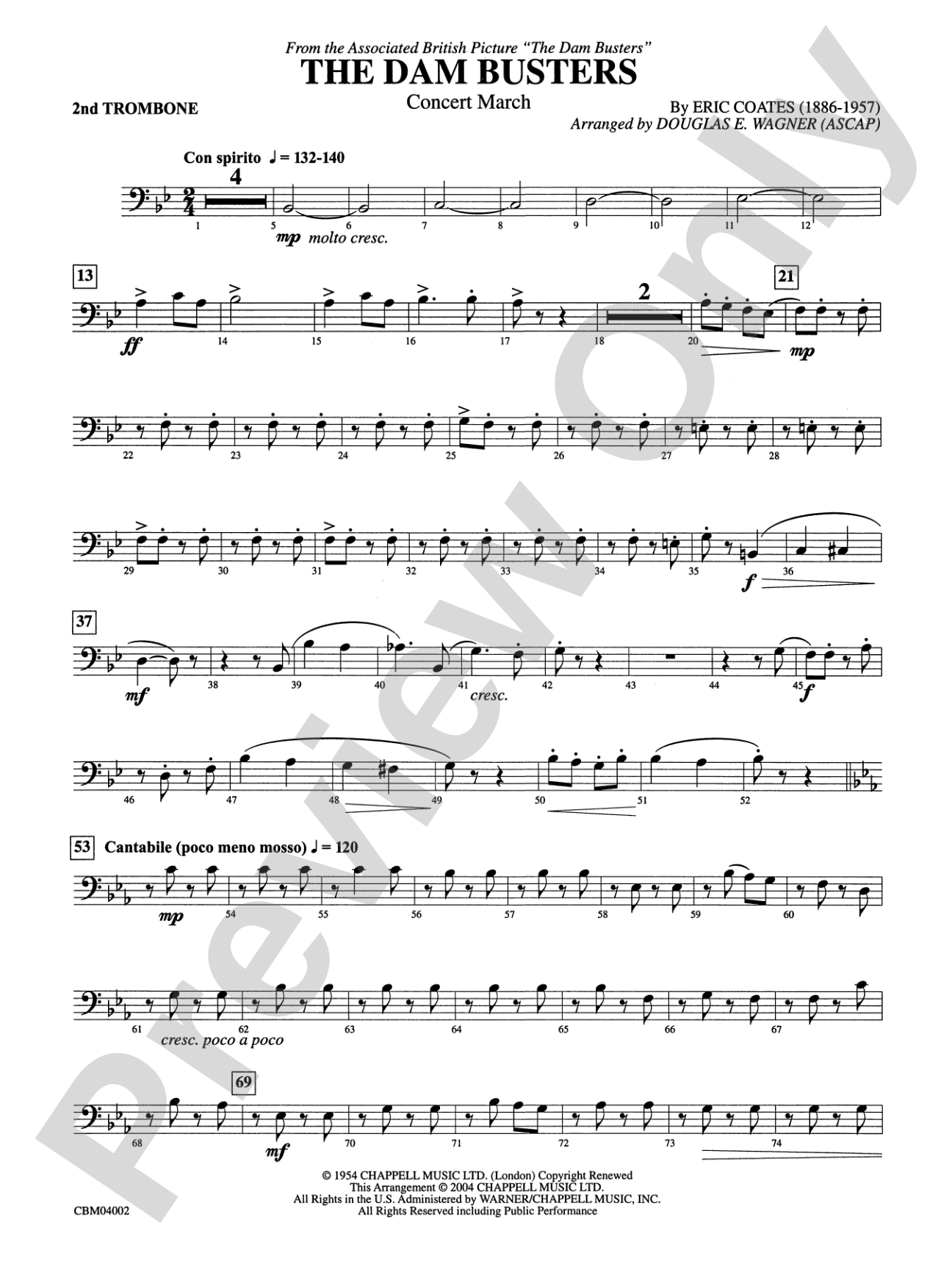 The Dam Busters Concert March: 2nd Trombone