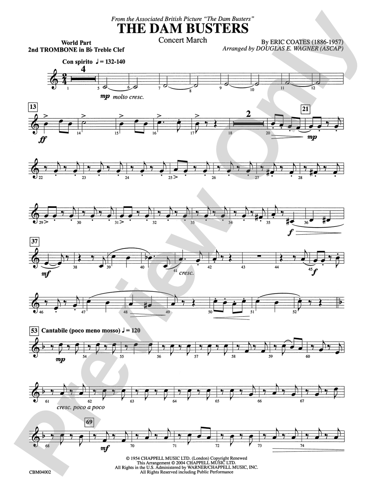 The Dam Busters Concert March: WP 2nd B-flat Trombone T.C.