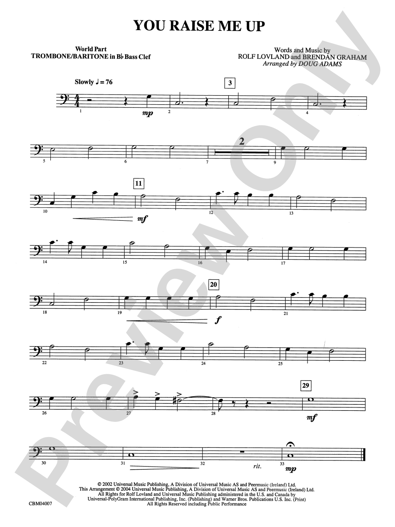 You Raise Me Up: Baritone B.C.