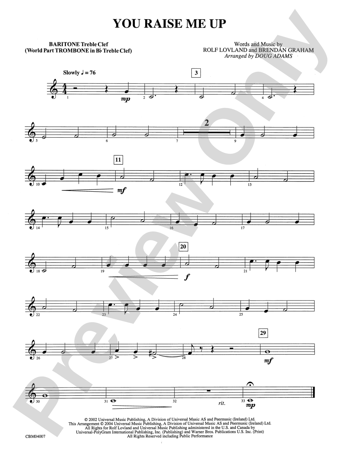 You Raise Me Up: Baritone T.C.
