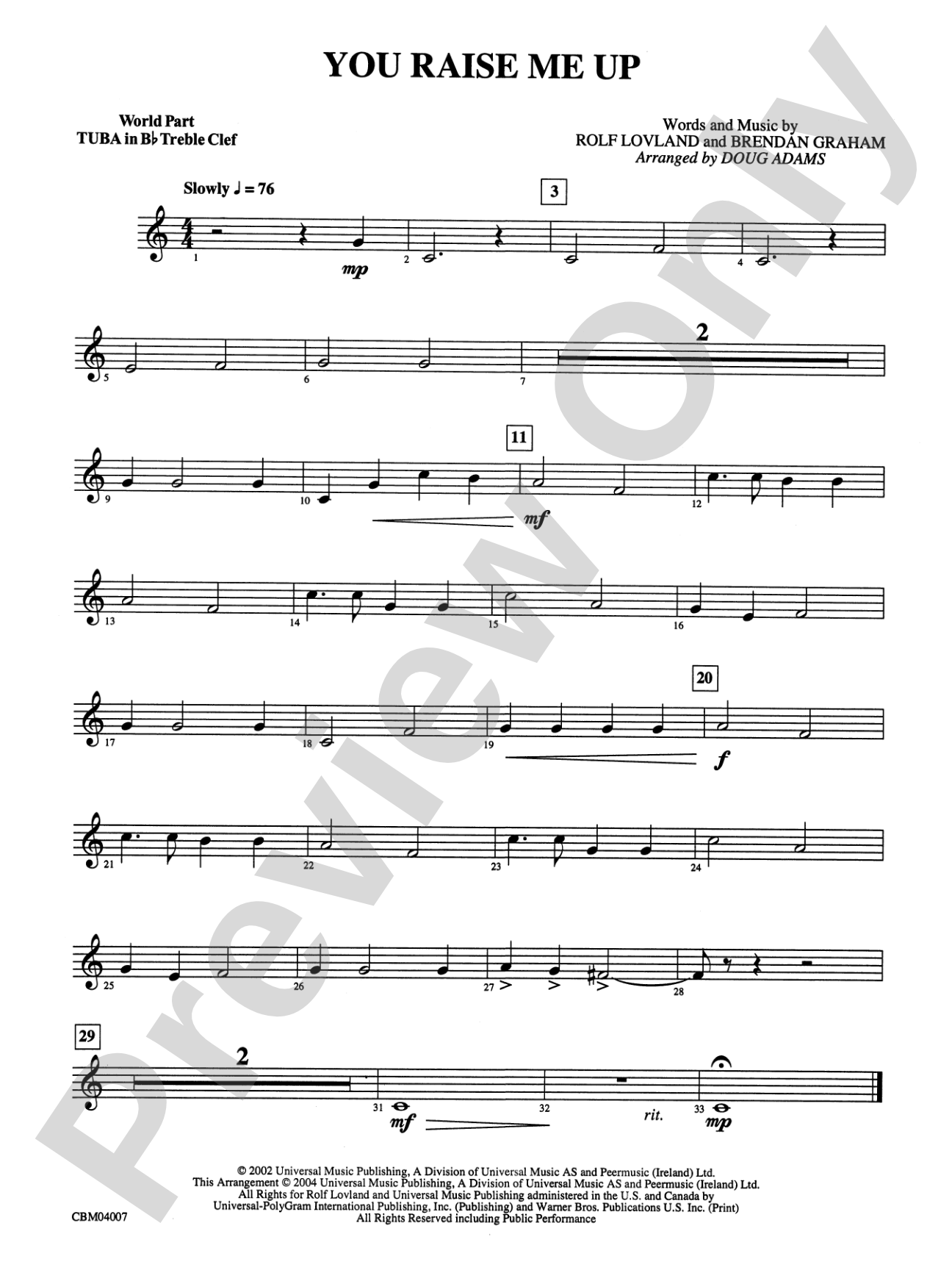 You Raise Me Up: WP B-flat Tuba T.C.