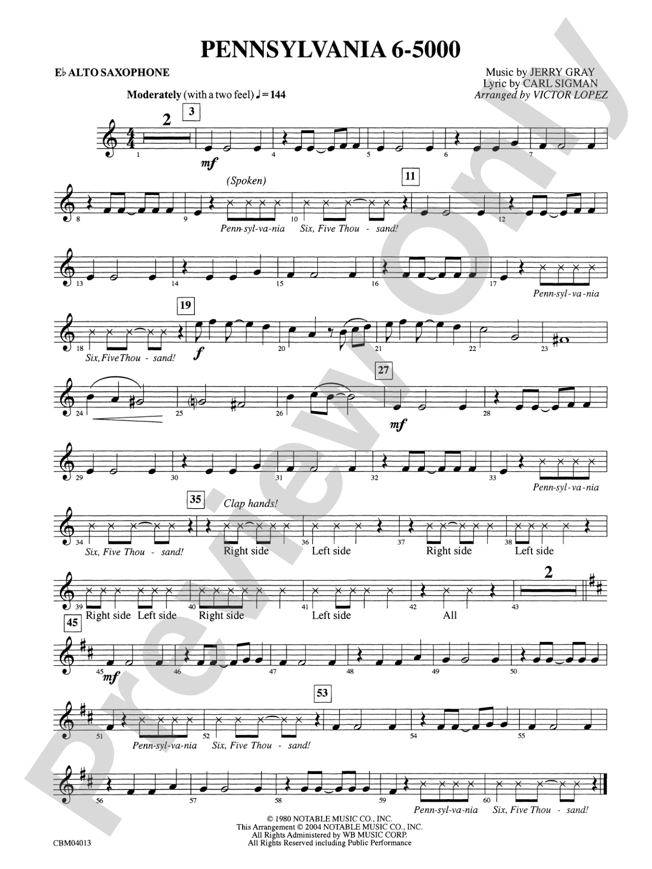 Pennsylvania 6-5000: E-flat Alto Saxophone