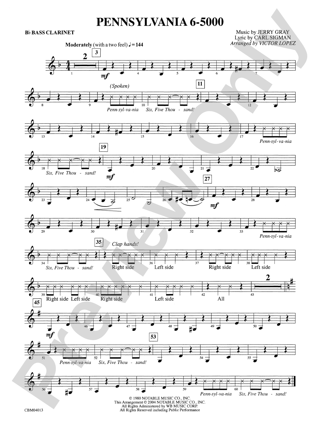 Pennsylvania 6-5000: B-flat Bass Clarinet