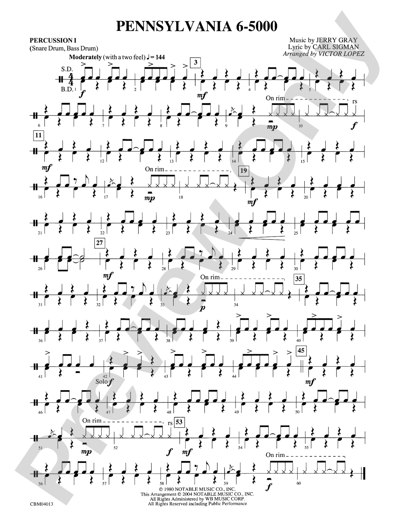 Pennsylvania 6-5000: 1st Percussion