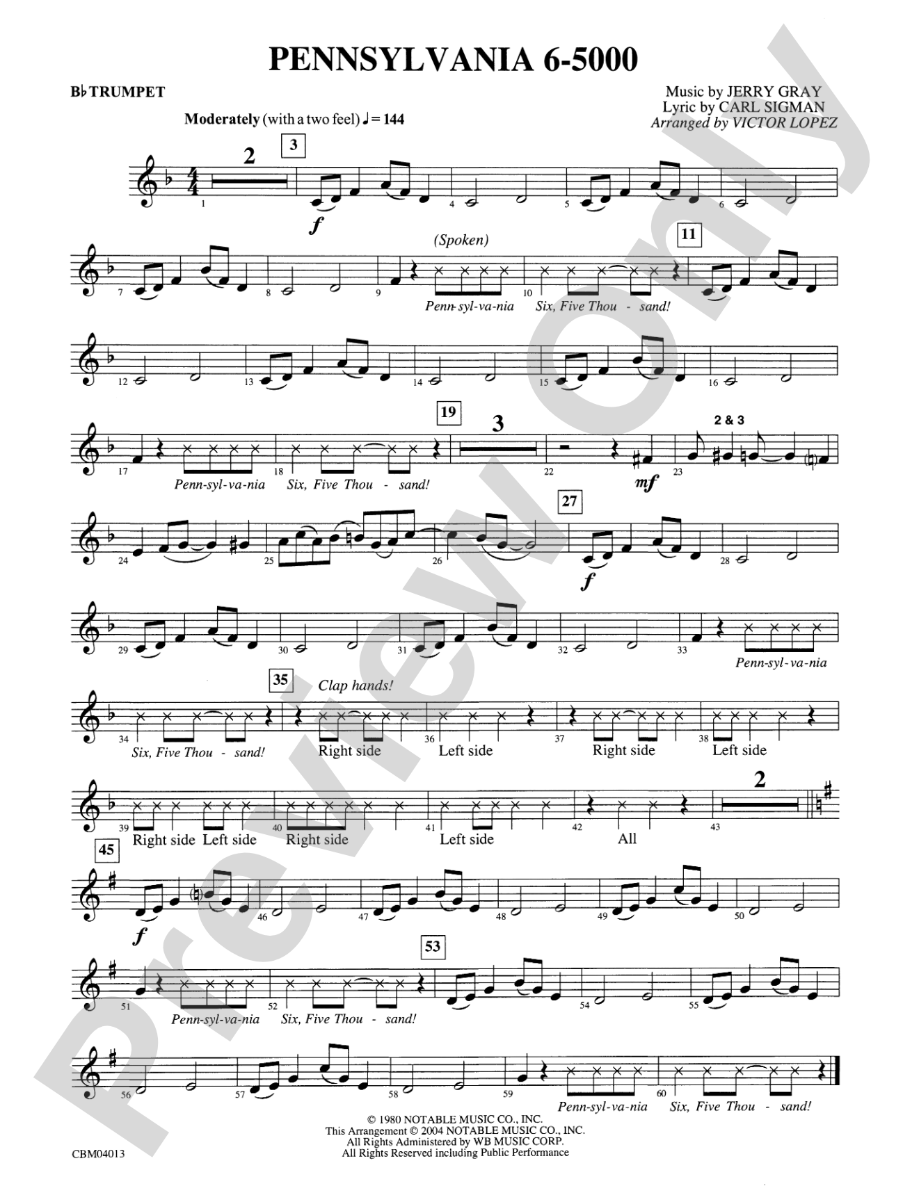 Pennsylvania 6-5000: 1st B-flat Trumpet