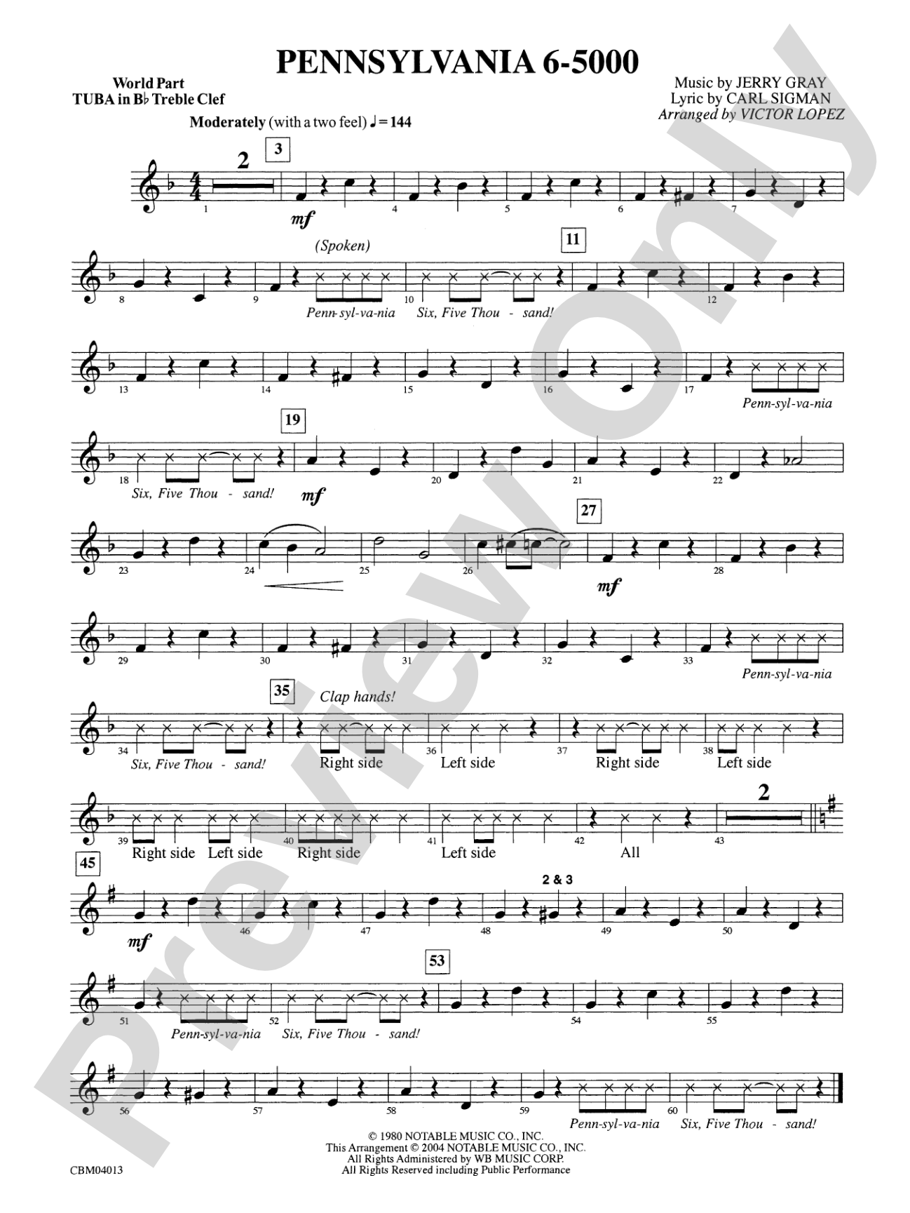 Pennsylvania 6-5000: WP B-flat Tuba T.C.