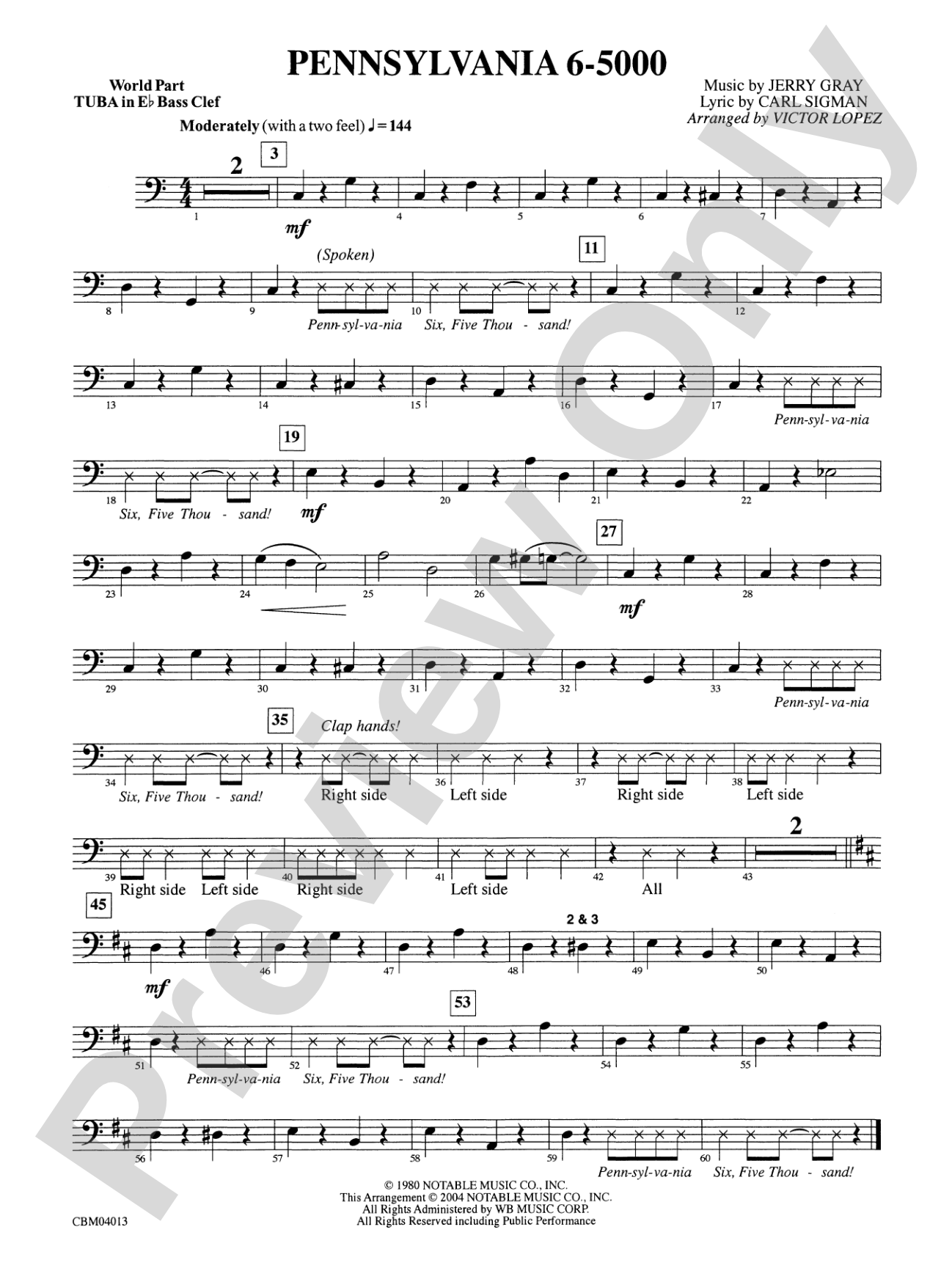 Pennsylvania 6-5000: WP E-flat Tuba B.C.