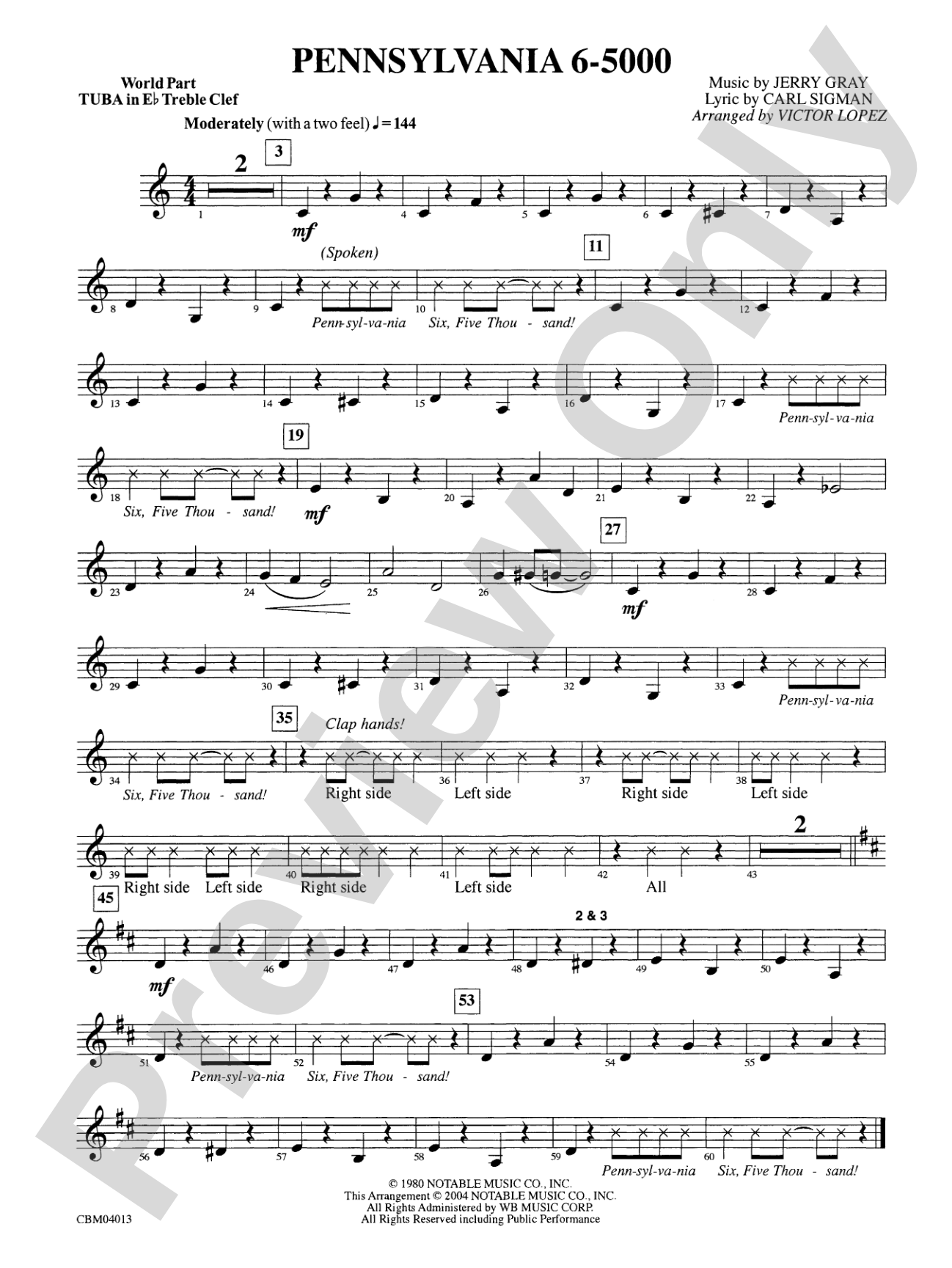 Pennsylvania 6-5000: WP E-flat Tuba T.C.