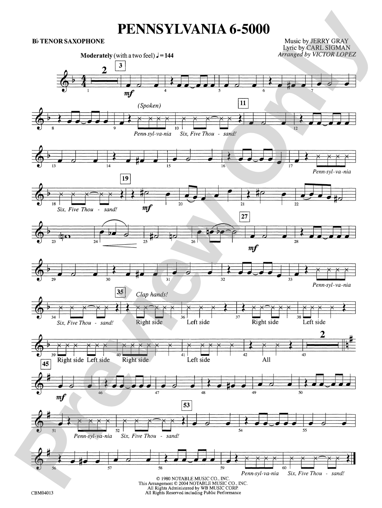 Pennsylvania 6-5000: B-flat Tenor Saxophone