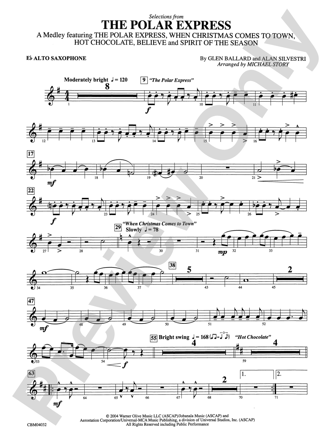 The Polar Express, Selections from: E-flat Alto Saxophone