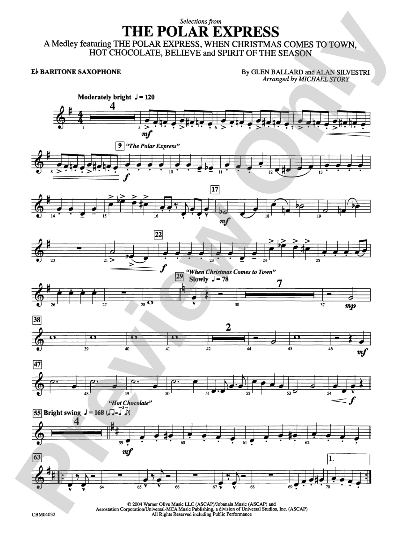 The Polar Express, Selections from: E-flat Baritone Saxophone