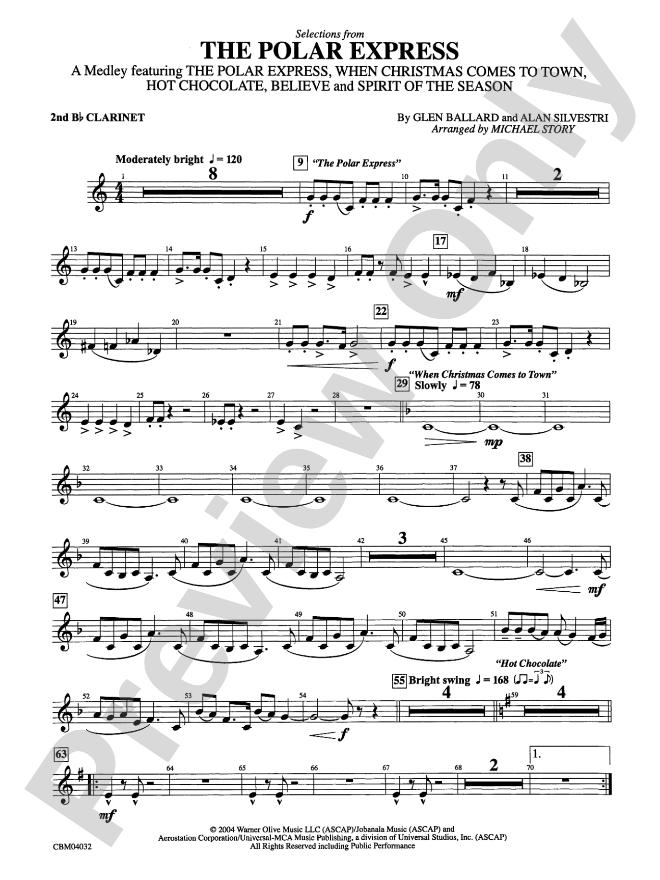 The Polar Express, Selections from: 2nd B-flat Clarinet