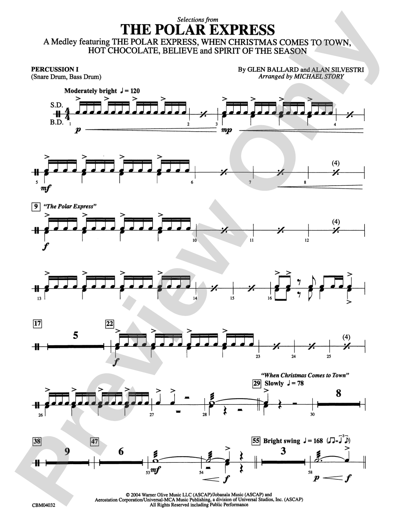 The Polar Express, Selections from: 1st Percussion