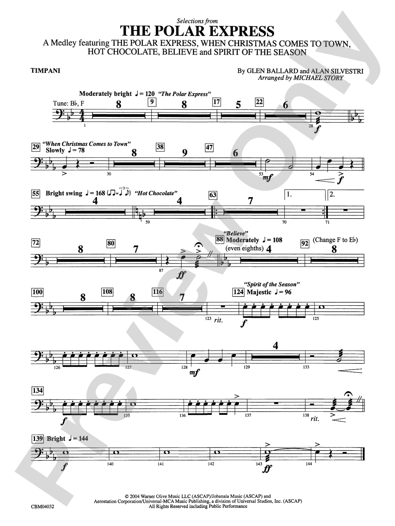 The Polar Express, Selections from: Timpani