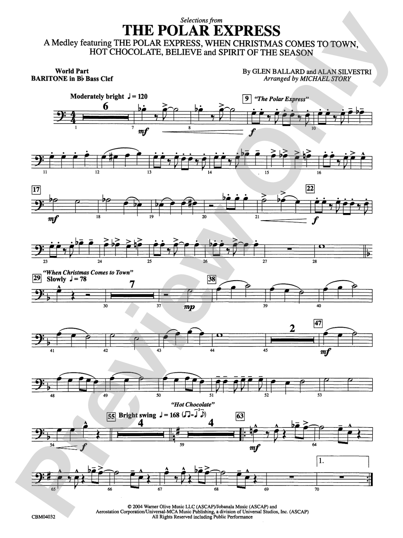 The Polar Express, Selections from: (wp) B-flat Baritone B.C.