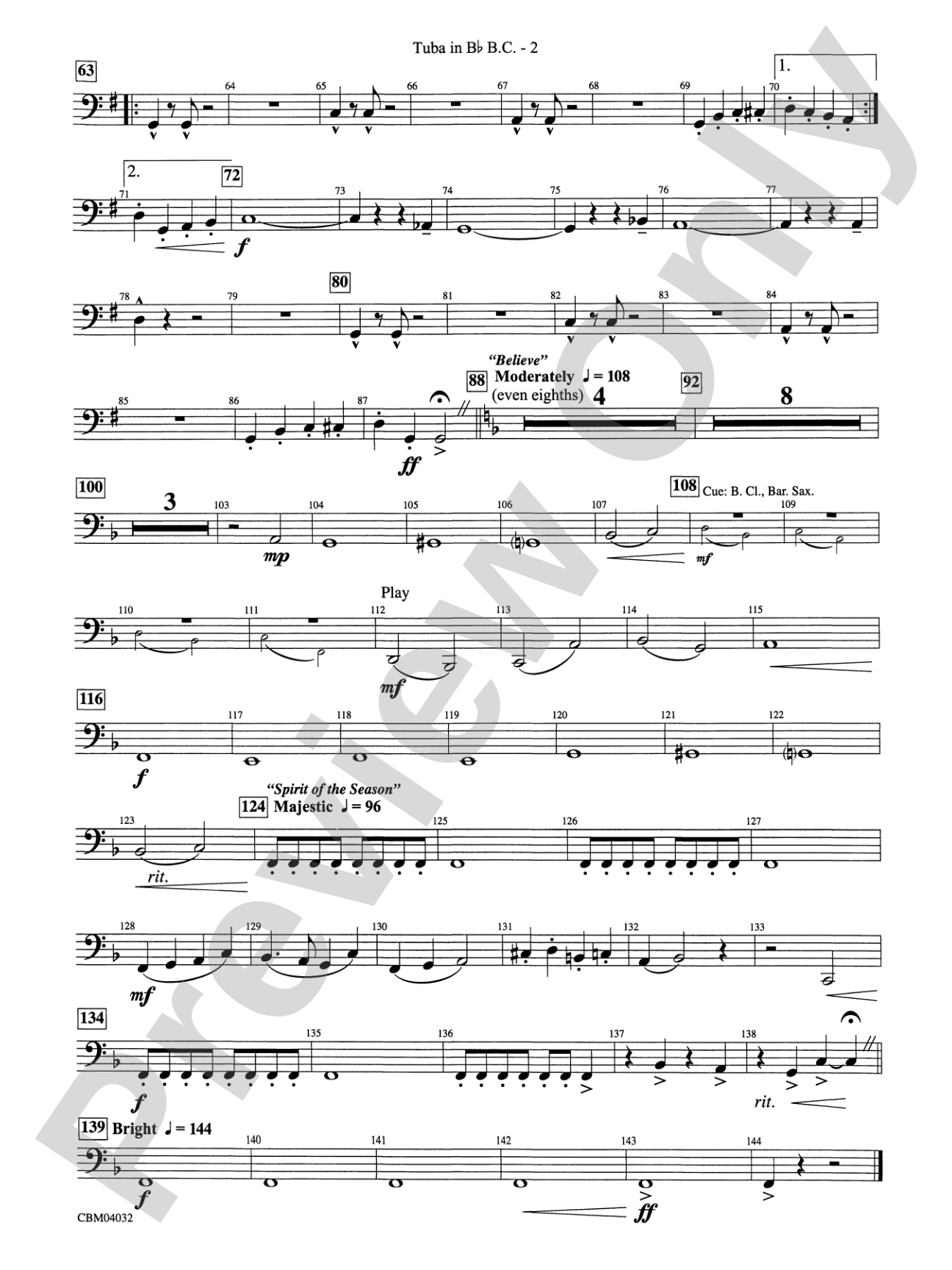 The Polar Express, Selections from: (wp) B-flat Tuba B.C.