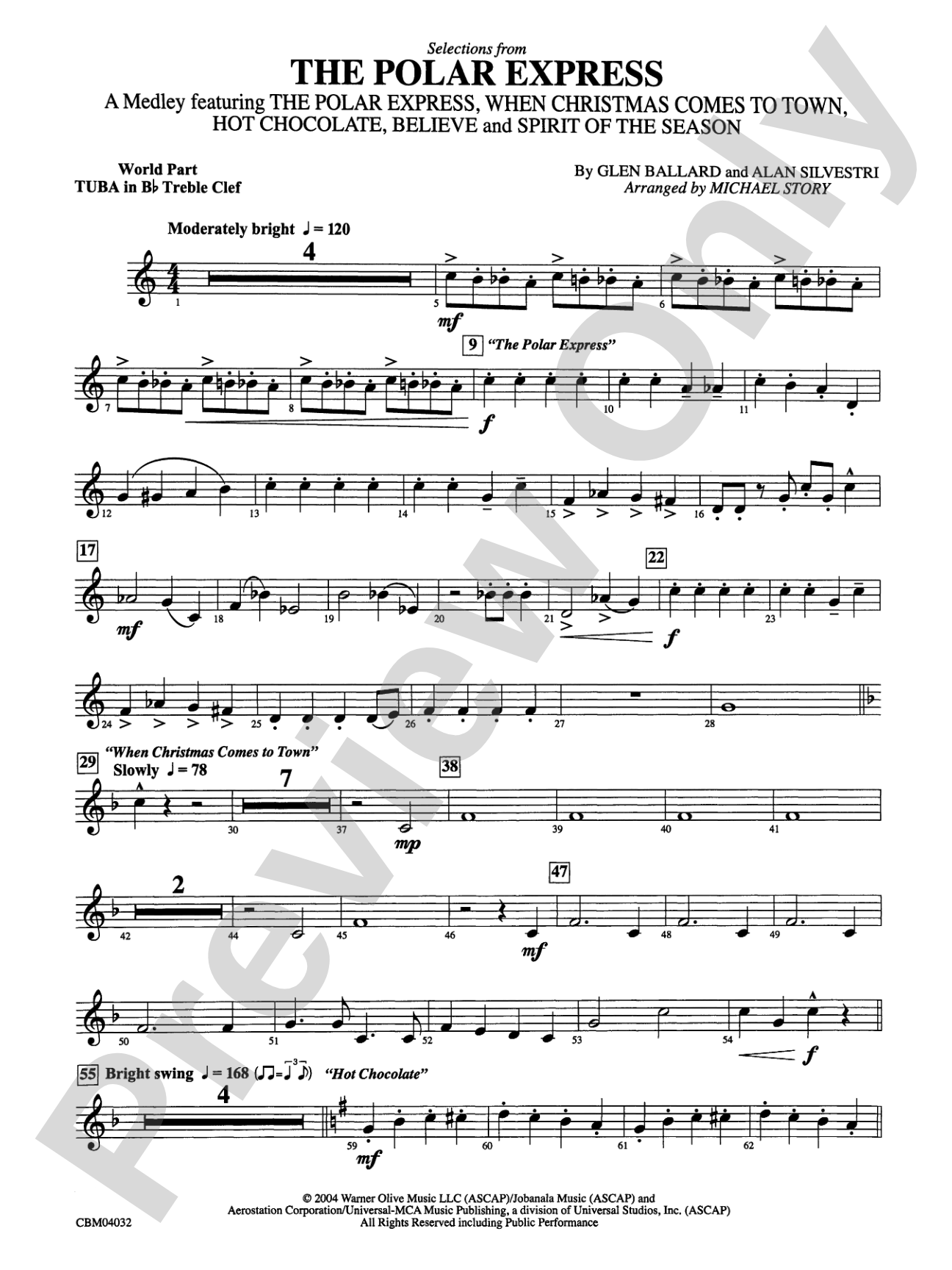The Polar Express, Selections from: (wp) B-flat Tuba T.C.