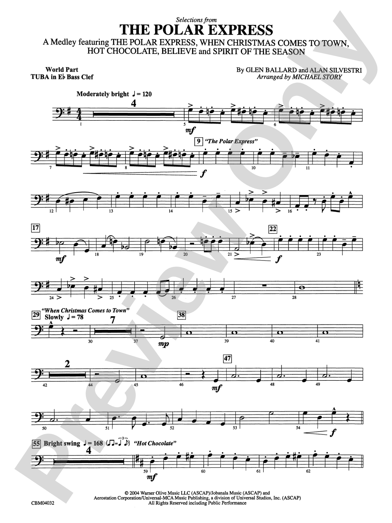 The Polar Express, Selections from: (wp) E-flat Tuba B.C.