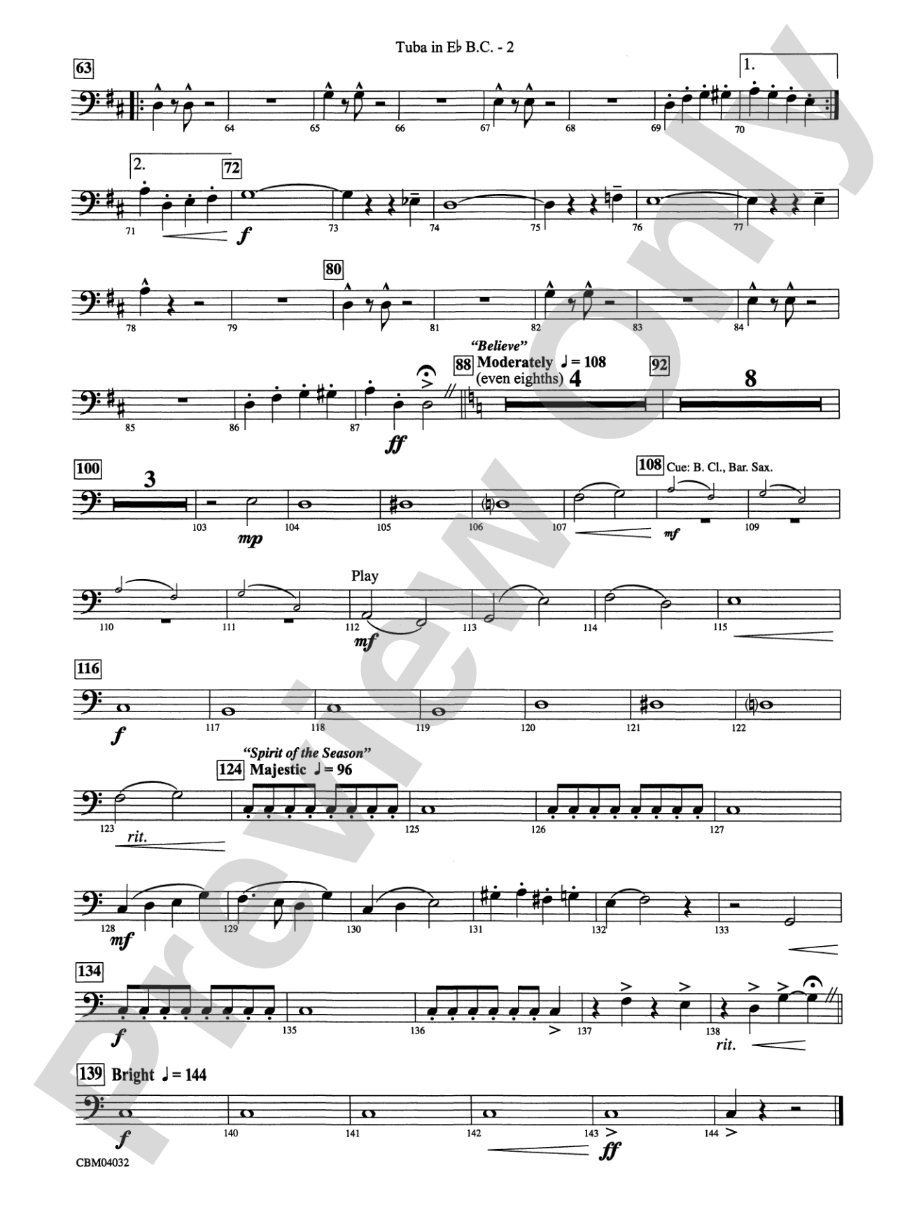 The Polar Express, Selections from: (wp) E-flat Tuba B.C.