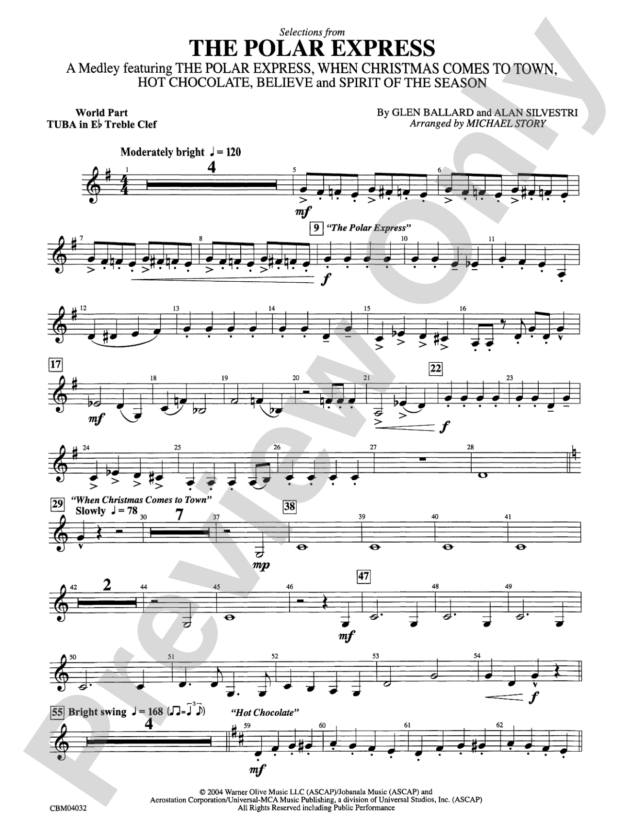 The Polar Express, Selections from: (wp) E-flat Tuba T.C.