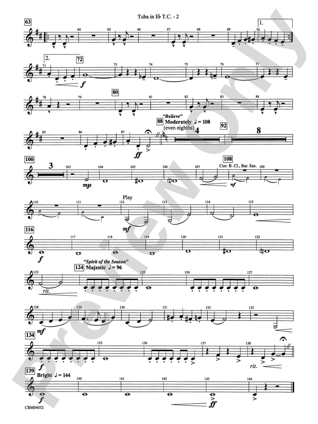 The Polar Express, Selections from: (wp) E-flat Tuba T.C.