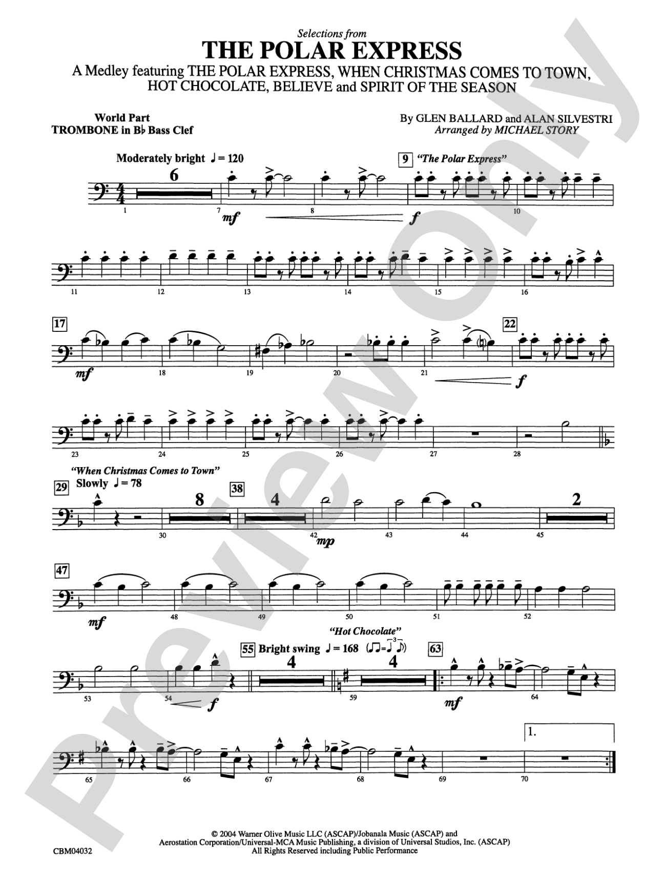 The Polar Express, Selections from: (wp) 1st B-flat Trombone B.C.