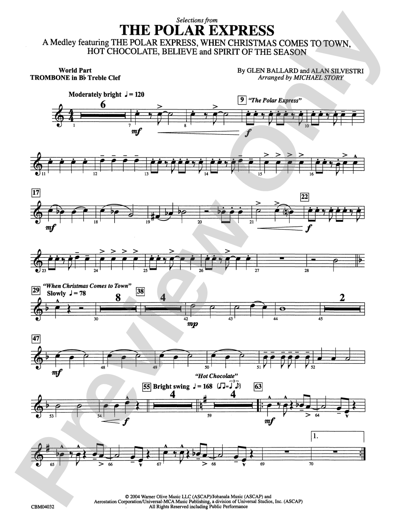 The Polar Express, Selections from: (wp) 1st B-flat Trombone T.C.