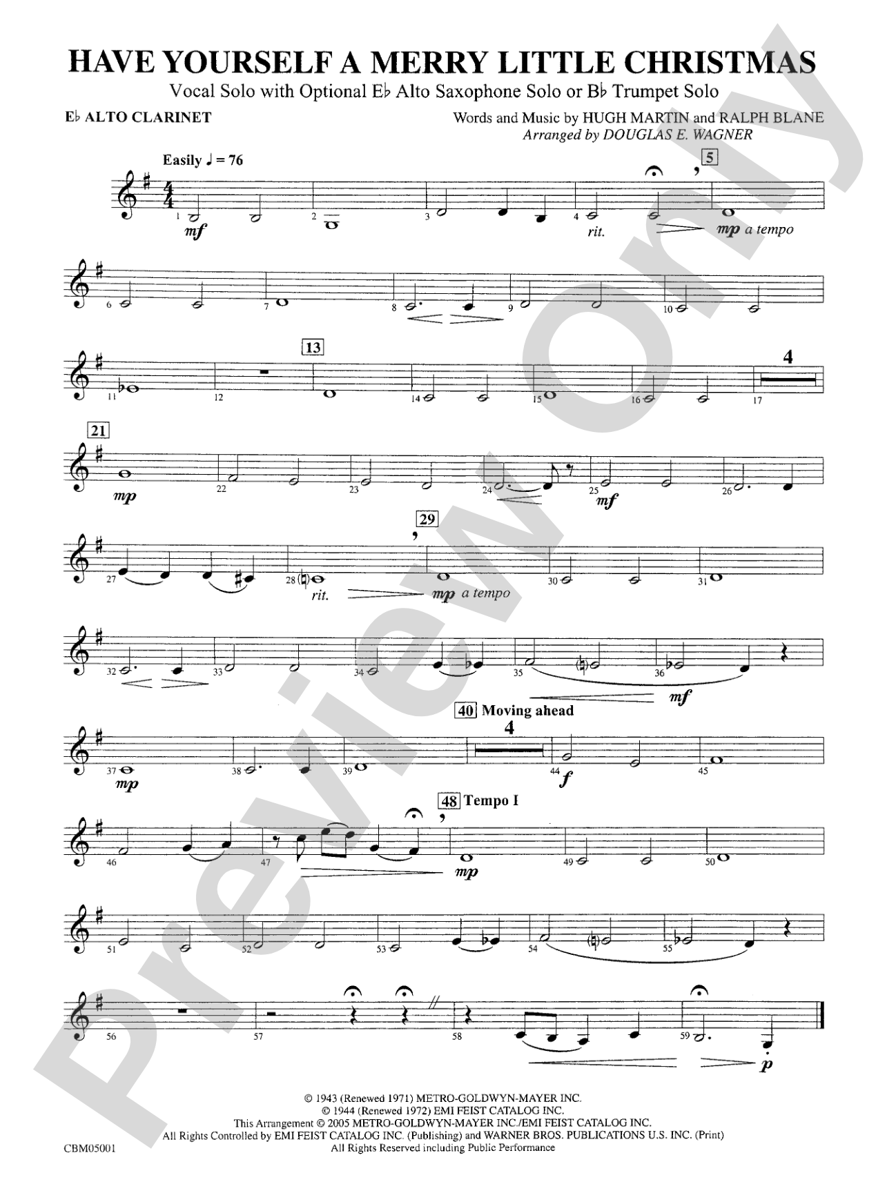 Have Yourself a Merry Little Christmas (Vocal Solo with Opt. E-Flat Alto Saxophone Solo or B-Flat Trumpet Solo): E-flat Alto Clarinet