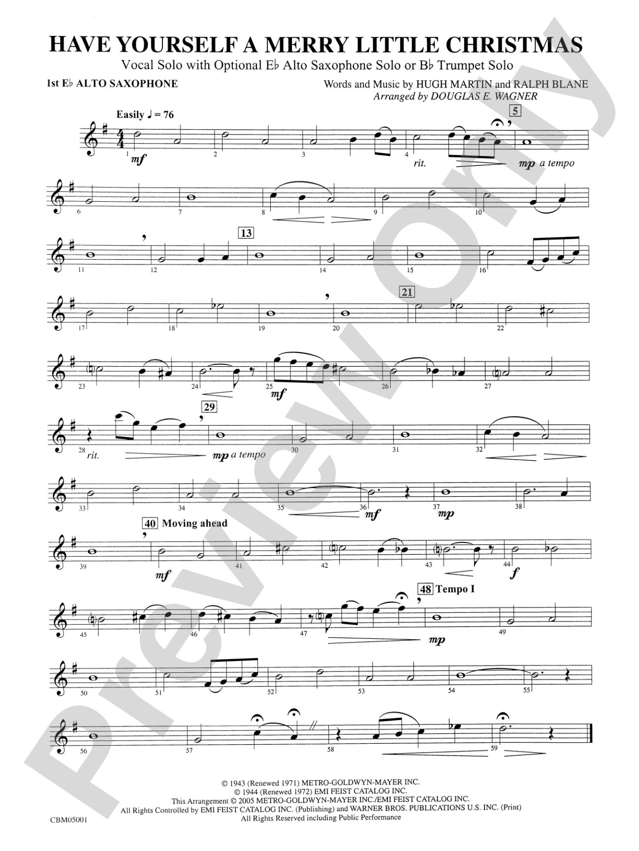 Have Yourself a Merry Little Christmas (Vocal Solo with Opt. E-Flat Alto Saxophone Solo or B-Flat Trumpet Solo): E-flat Alto Saxophone