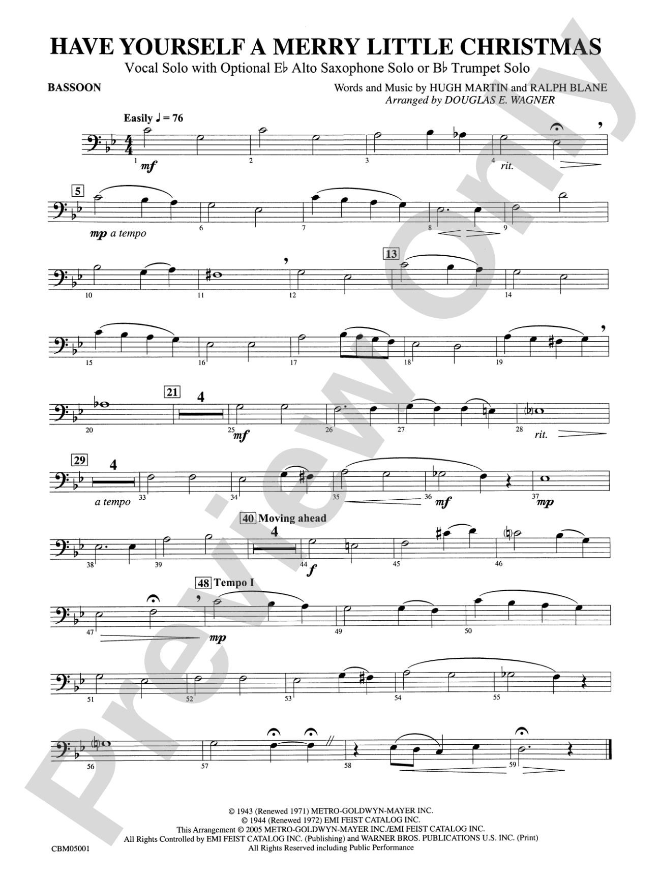 Have Yourself a Merry Little Christmas (Vocal Solo with Opt. E-Flat Alto Saxophone Solo or B-Flat Trumpet Solo): Bassoon