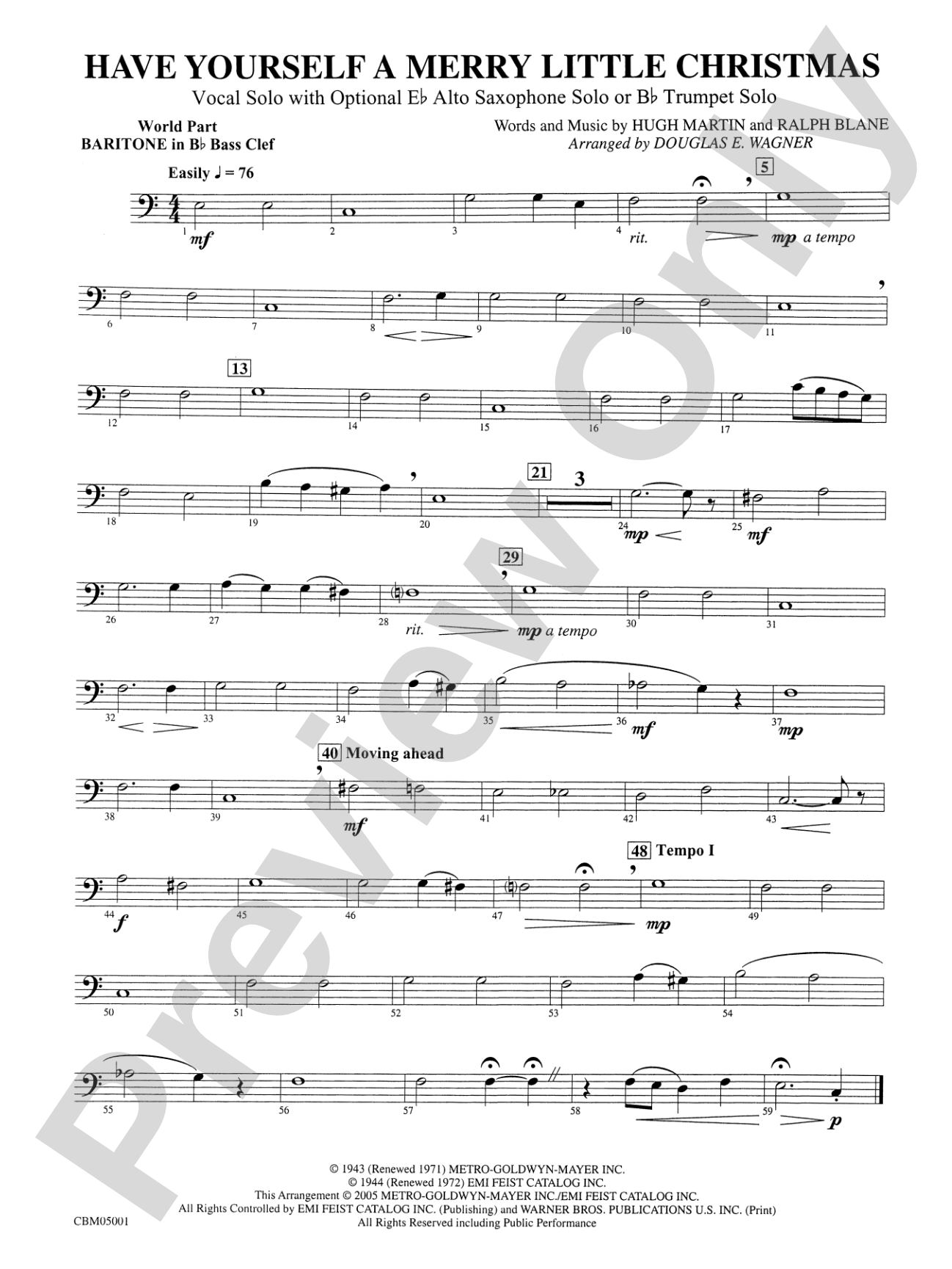 Have Yourself a Merry Little Christmas (Vocal Solo with Opt. E-Flat Alto Saxophone Solo or B-Flat Trumpet Solo): WP B-flat Baritone B.C.