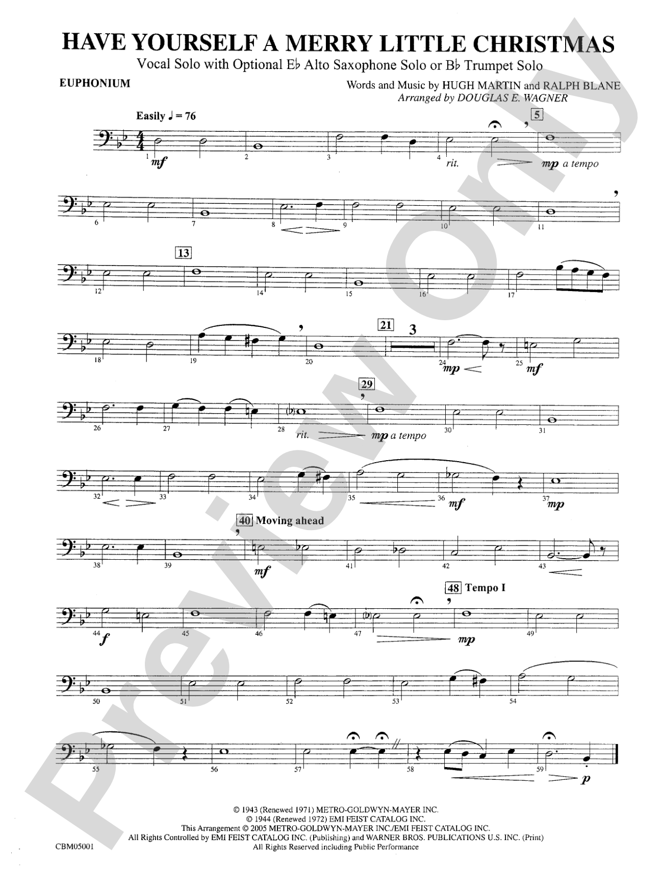 Have Yourself a Merry Little Christmas (Vocal Solo with Opt. E-Flat Alto Saxophone Solo or B-Flat Trumpet Solo): Baritone B.C.
