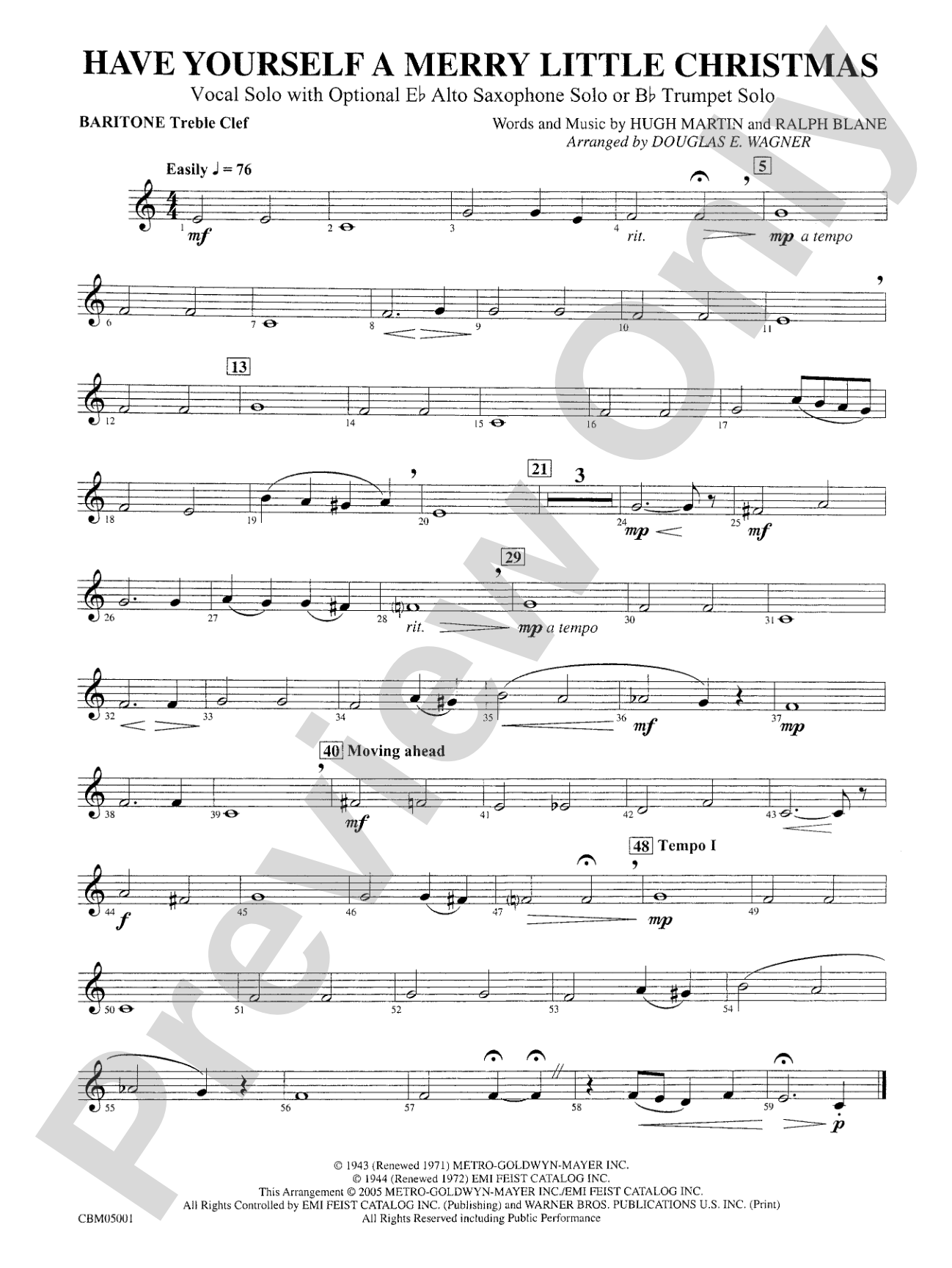 Have Yourself a Merry Little Christmas (Vocal Solo with Opt. E-Flat Alto Saxophone Solo or B-Flat Trumpet Solo): Baritone T.C.