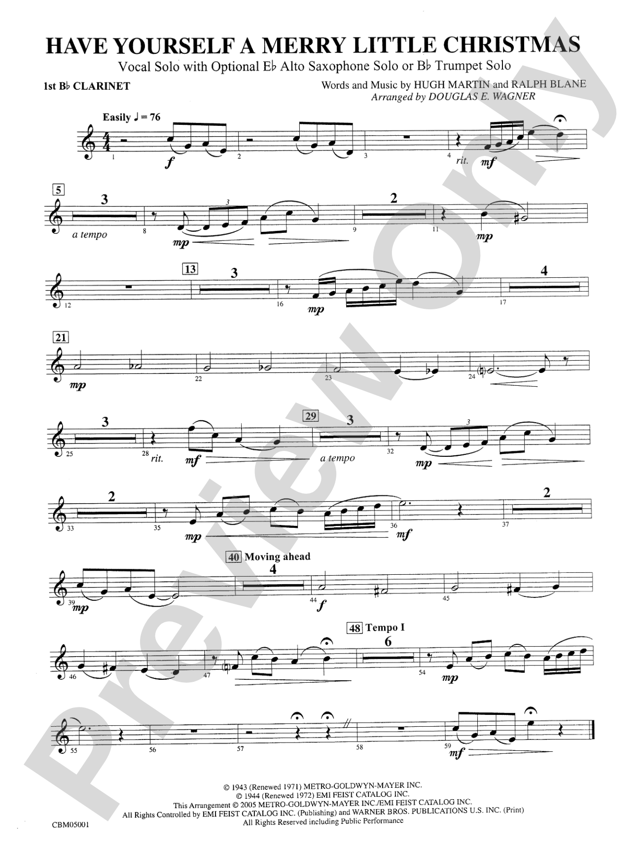 Have Yourself a Merry Little Christmas (Vocal Solo with Opt. E-Flat Alto Saxophone Solo or B-Flat Trumpet Solo): 1st B-flat Clarinet