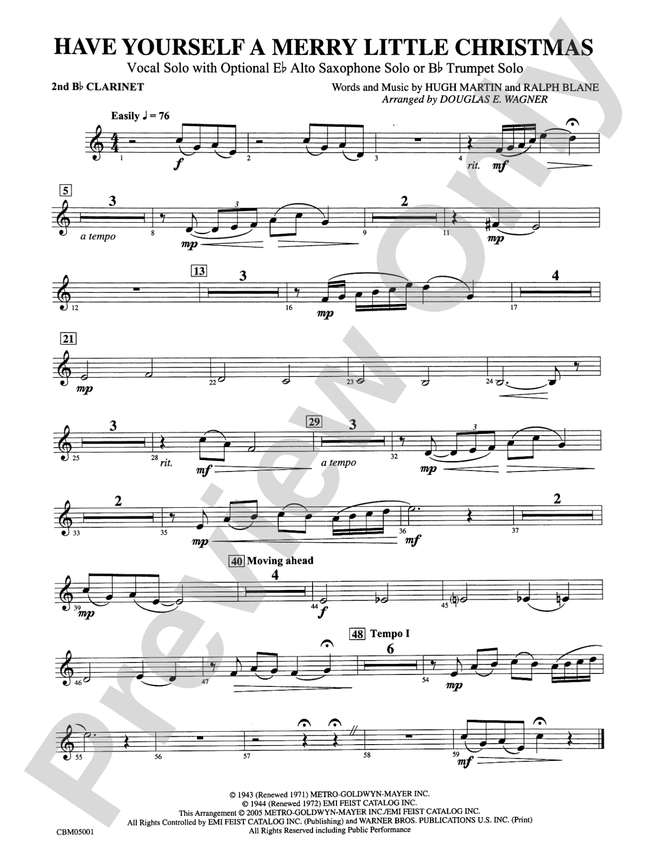Have Yourself a Merry Little Christmas (Vocal Solo with Opt. E-Flat Alto Saxophone Solo or B-Flat Trumpet Solo): 2nd B-flat Clarinet