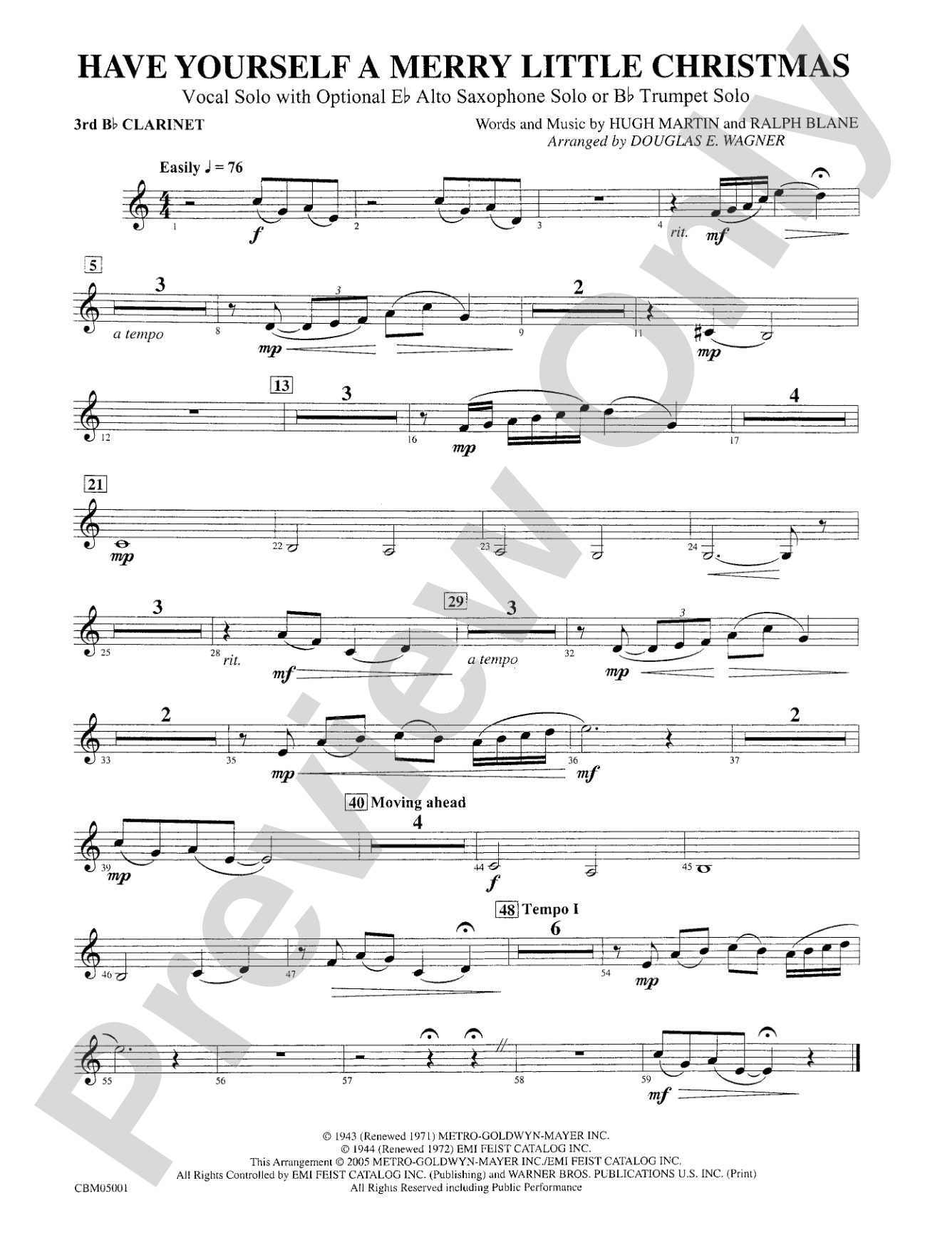 Have Yourself a Merry Little Christmas (Vocal Solo with Opt. E-Flat Alto Saxophone Solo or B-Flat Trumpet Solo): 3rd B-flat Clarinet