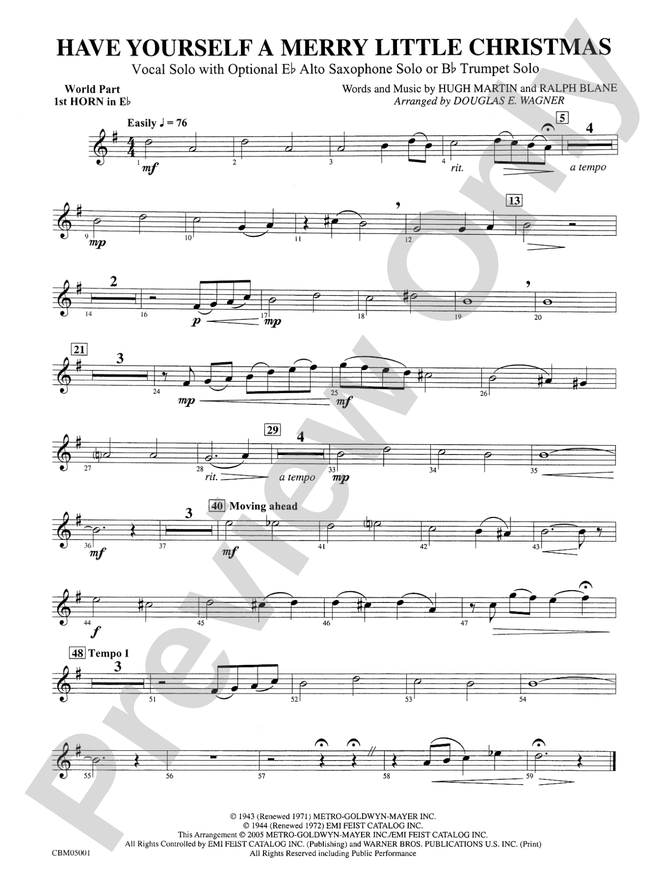 Have Yourself a Merry Little Christmas (Vocal Solo with Opt. E-Flat Alto Saxophone Solo or B-Flat Trumpet Solo): WP 1st Horn in E-flat