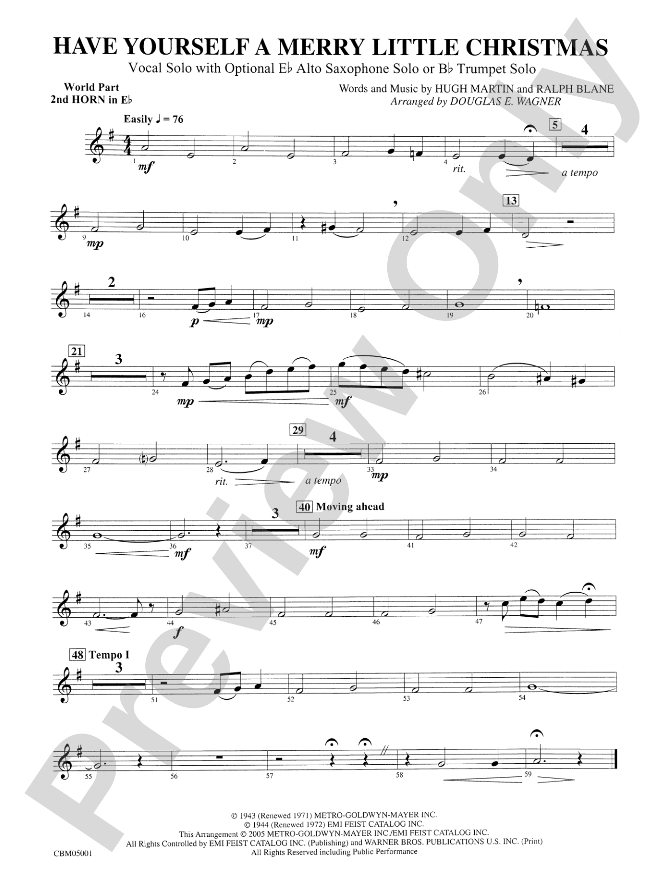 Have Yourself a Merry Little Christmas (Vocal Solo with Opt. E-Flat Alto Saxophone Solo or B-Flat Trumpet Solo): WP 2nd Horn in E-flat