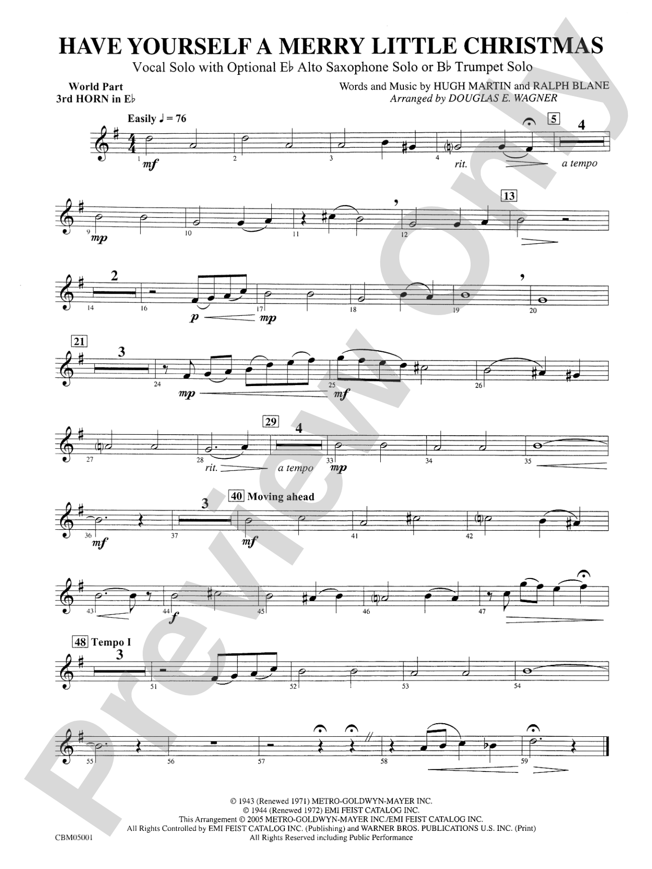 Have Yourself a Merry Little Christmas (Vocal Solo with Opt. E-Flat Alto Saxophone Solo or B-Flat Trumpet Solo): WP 3rd Horn in E-flat