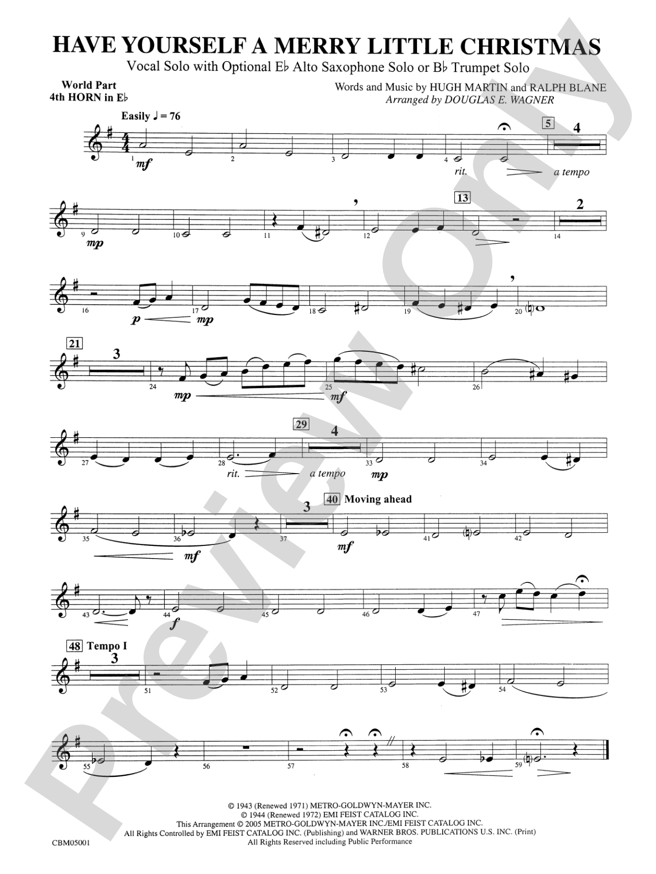 Have Yourself a Merry Little Christmas (Vocal Solo with Opt. E-Flat Alto Saxophone Solo or B-Flat Trumpet Solo): WP 4th Horn in E-flat