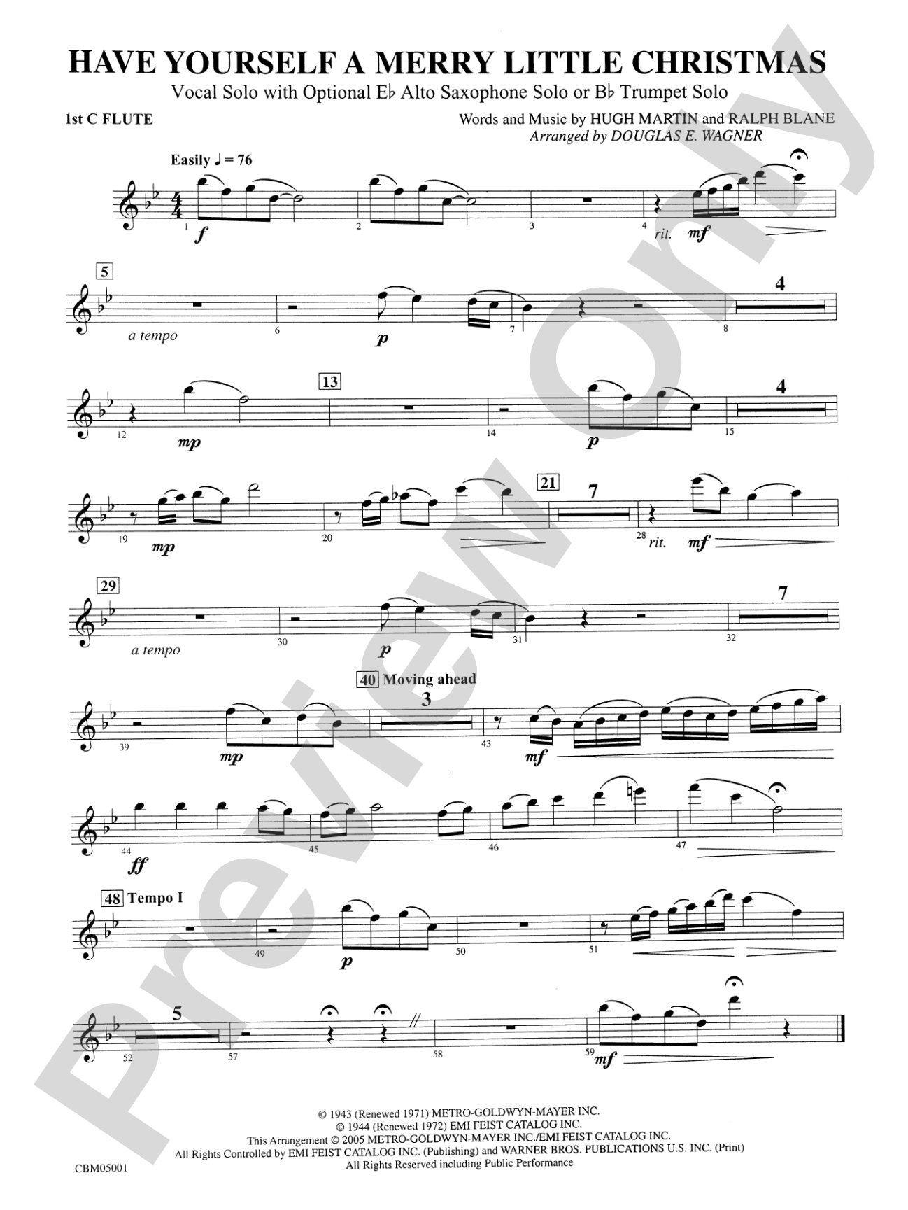 Have Yourself a Merry Little Christmas (Vocal Solo with Opt. E-Flat Alto Saxophone Solo or B-Flat Trumpet Solo): Flute