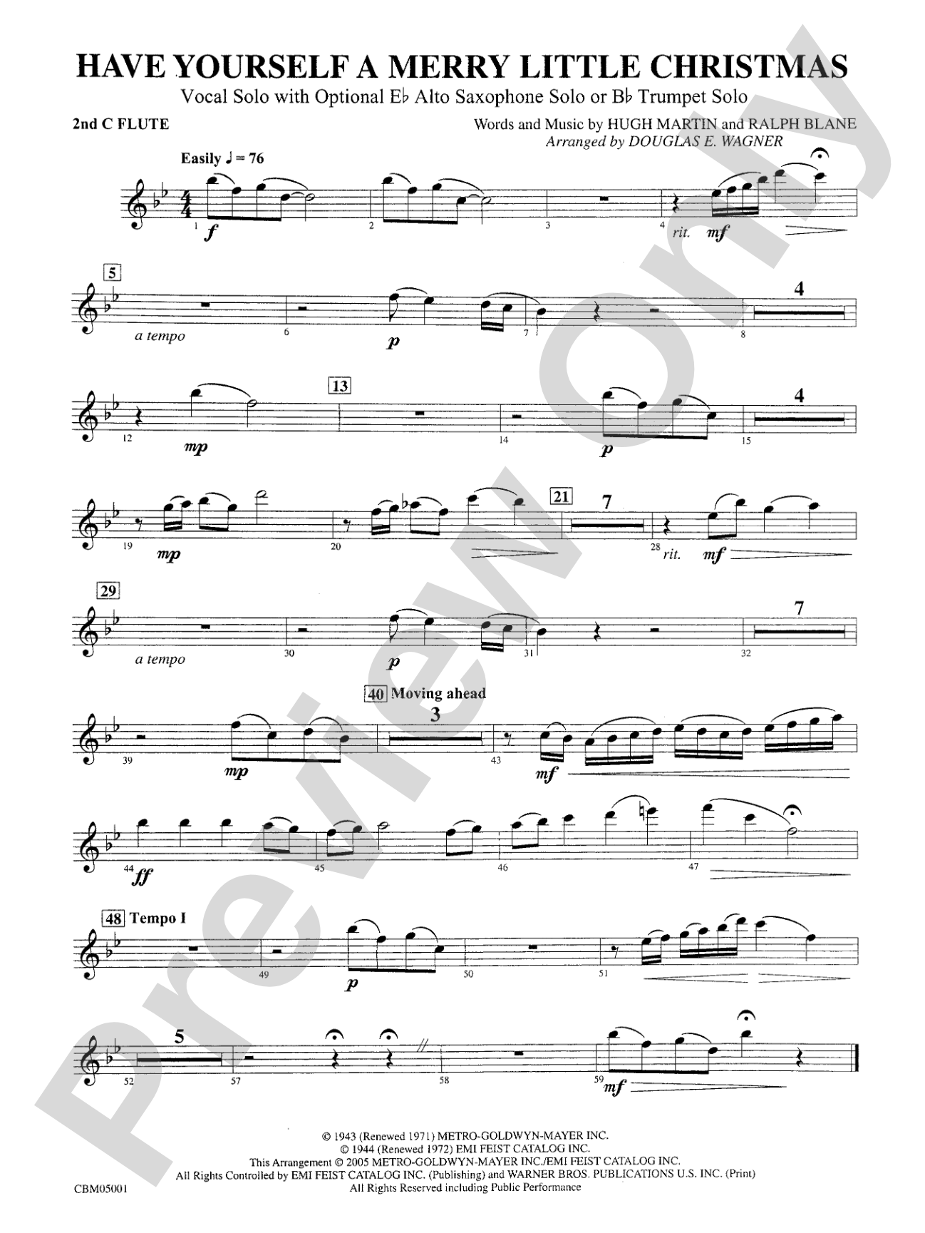 Have Yourself a Merry Little Christmas (Vocal Solo with Opt. E-Flat Alto Saxophone Solo or B-Flat Trumpet Solo): 2nd Flute