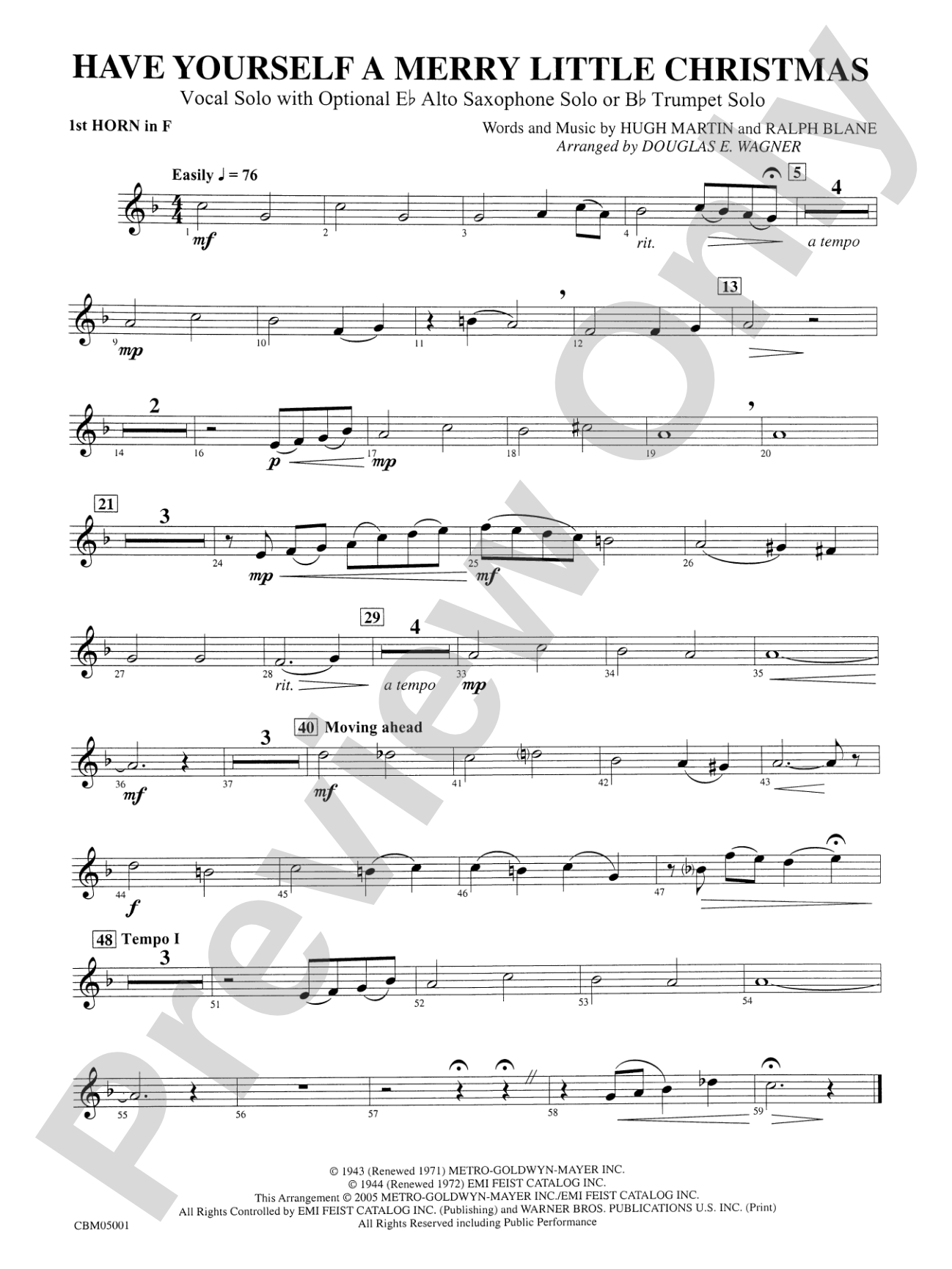 Have Yourself a Merry Little Christmas (Vocal Solo with Opt. E-Flat Alto Saxophone Solo or B-Flat Trumpet Solo): 1st F Horn