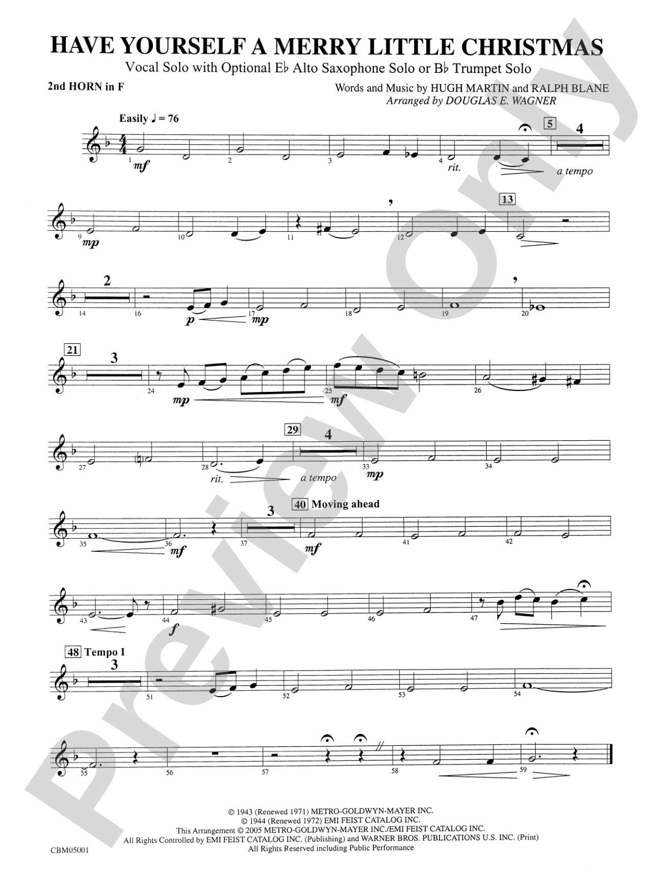 Have Yourself a Merry Little Christmas (Vocal Solo with Opt. E-Flat Alto Saxophone Solo or B-Flat Trumpet Solo): 2nd F Horn