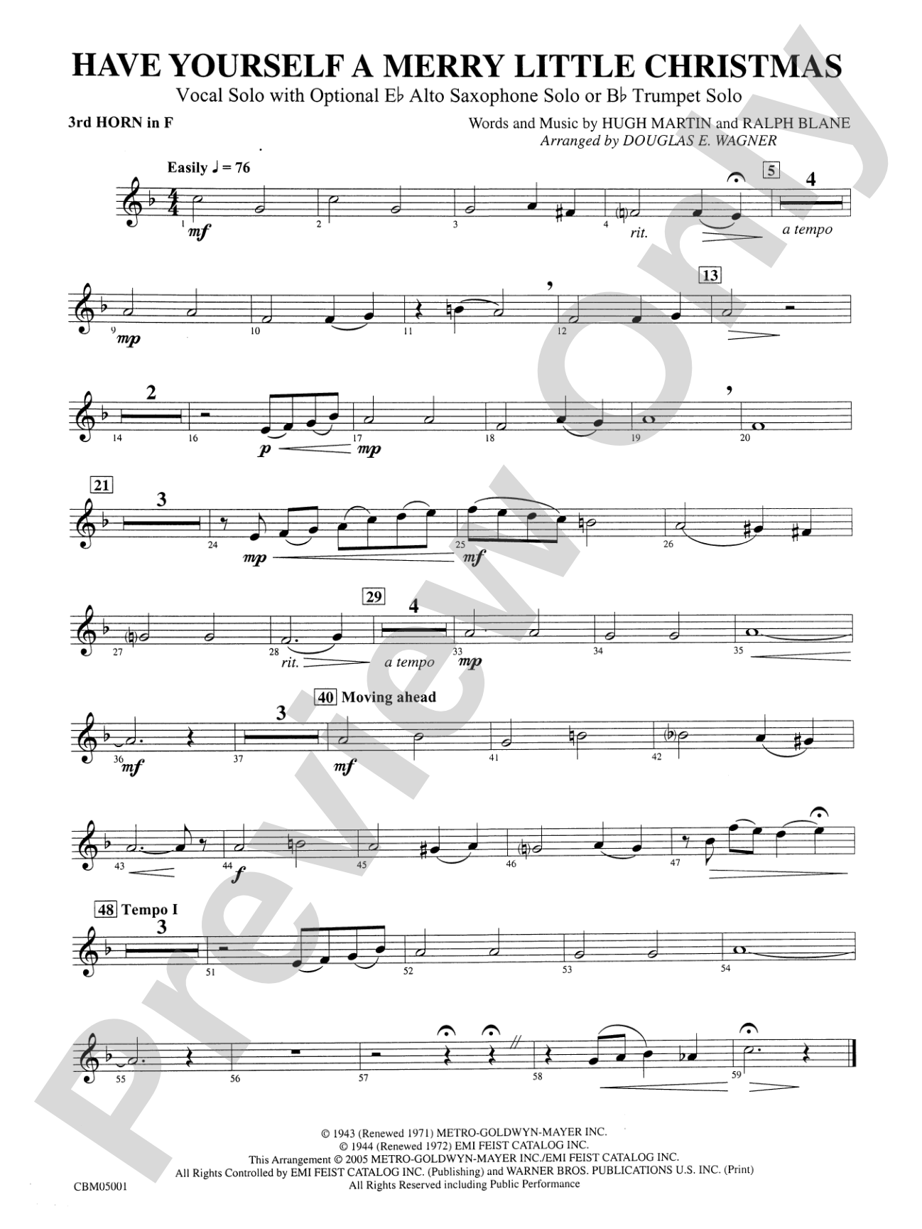 Have Yourself a Merry Little Christmas (Vocal Solo with Opt. E-Flat Alto Saxophone Solo or B-Flat Trumpet Solo): 3rd F Horn