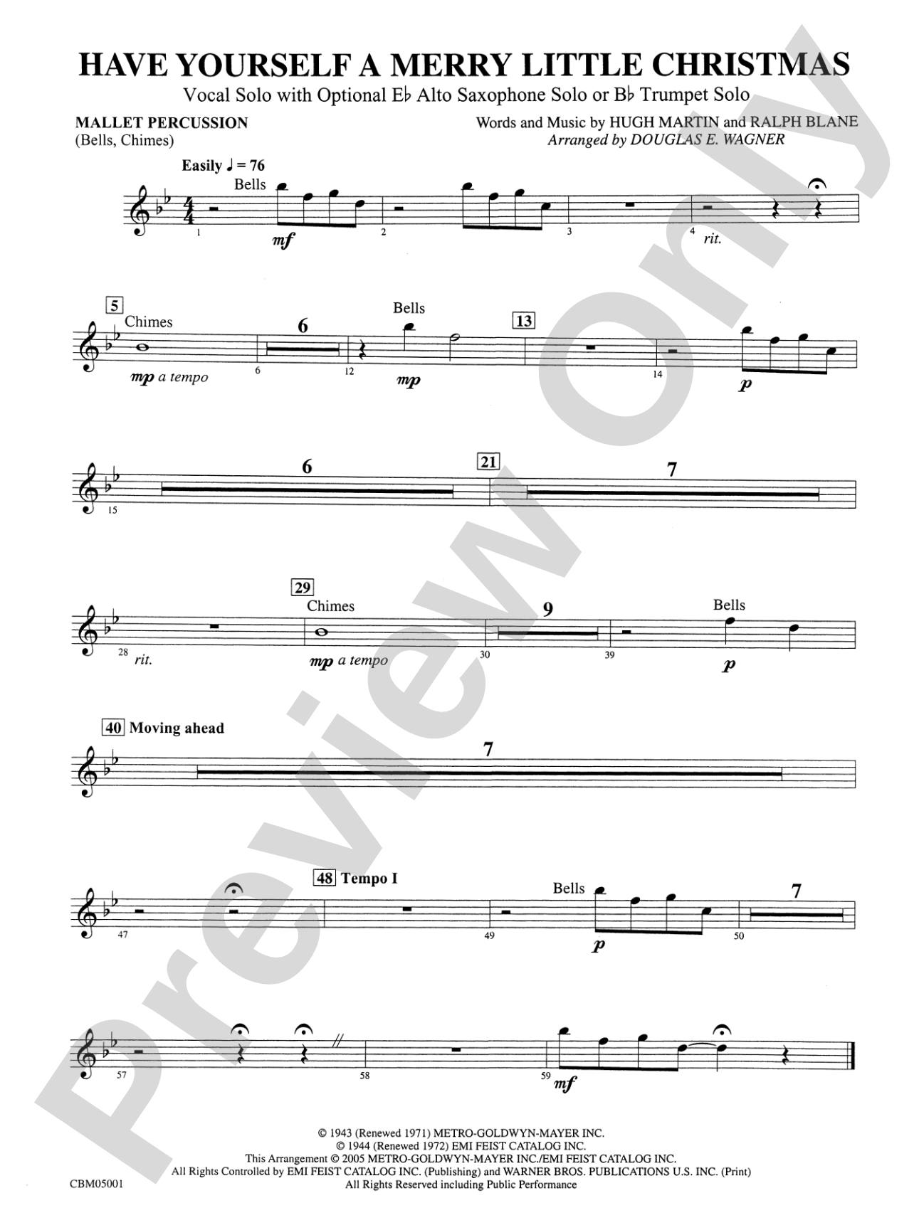 Have Yourself a Merry Little Christmas (Vocal Solo with Opt. E-Flat Alto Saxophone Solo or B-Flat Trumpet Solo): Mallets