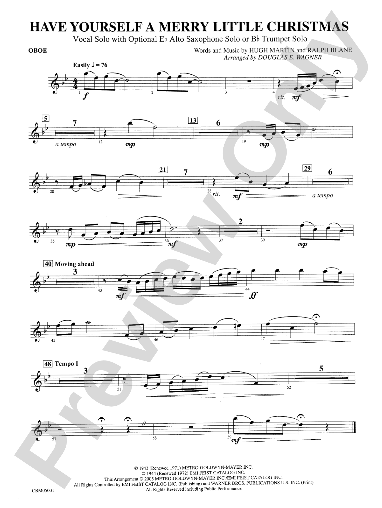 Have Yourself a Merry Little Christmas (Vocal Solo with Opt. E-Flat Alto Saxophone Solo or B-Flat Trumpet Solo): Oboe