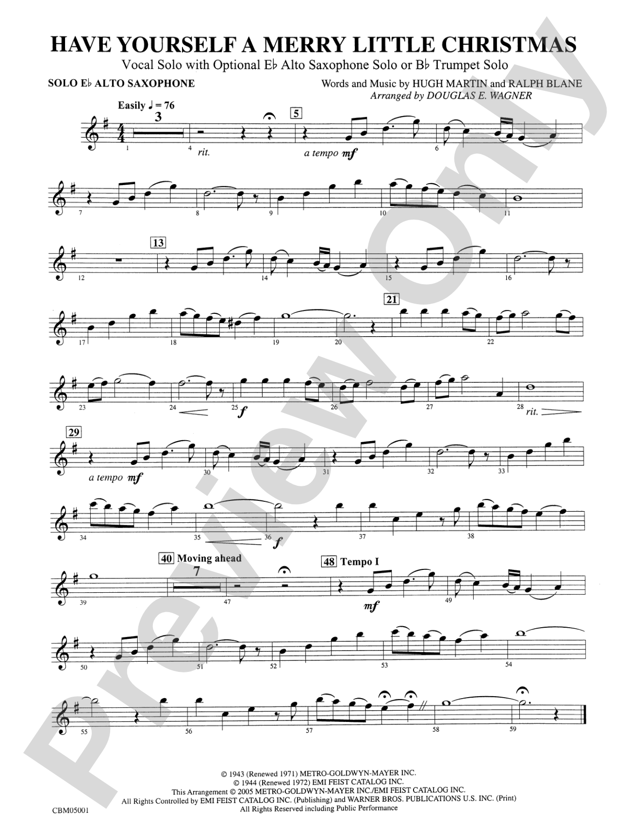 Have Yourself a Merry Little Christmas (Vocal Solo with Opt. E-Flat Alto Saxophone Solo or B-Flat Trumpet Solo): Optional Solo Alto Saxophone